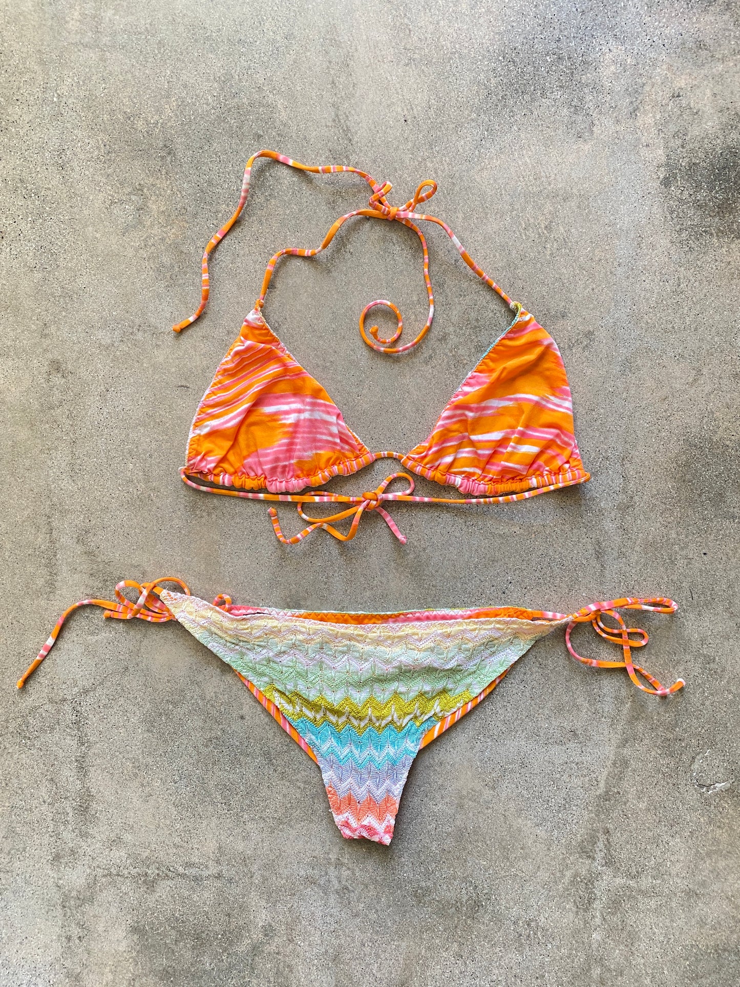 Vintage 00'S Missoni Zig Zag Knit Bikini