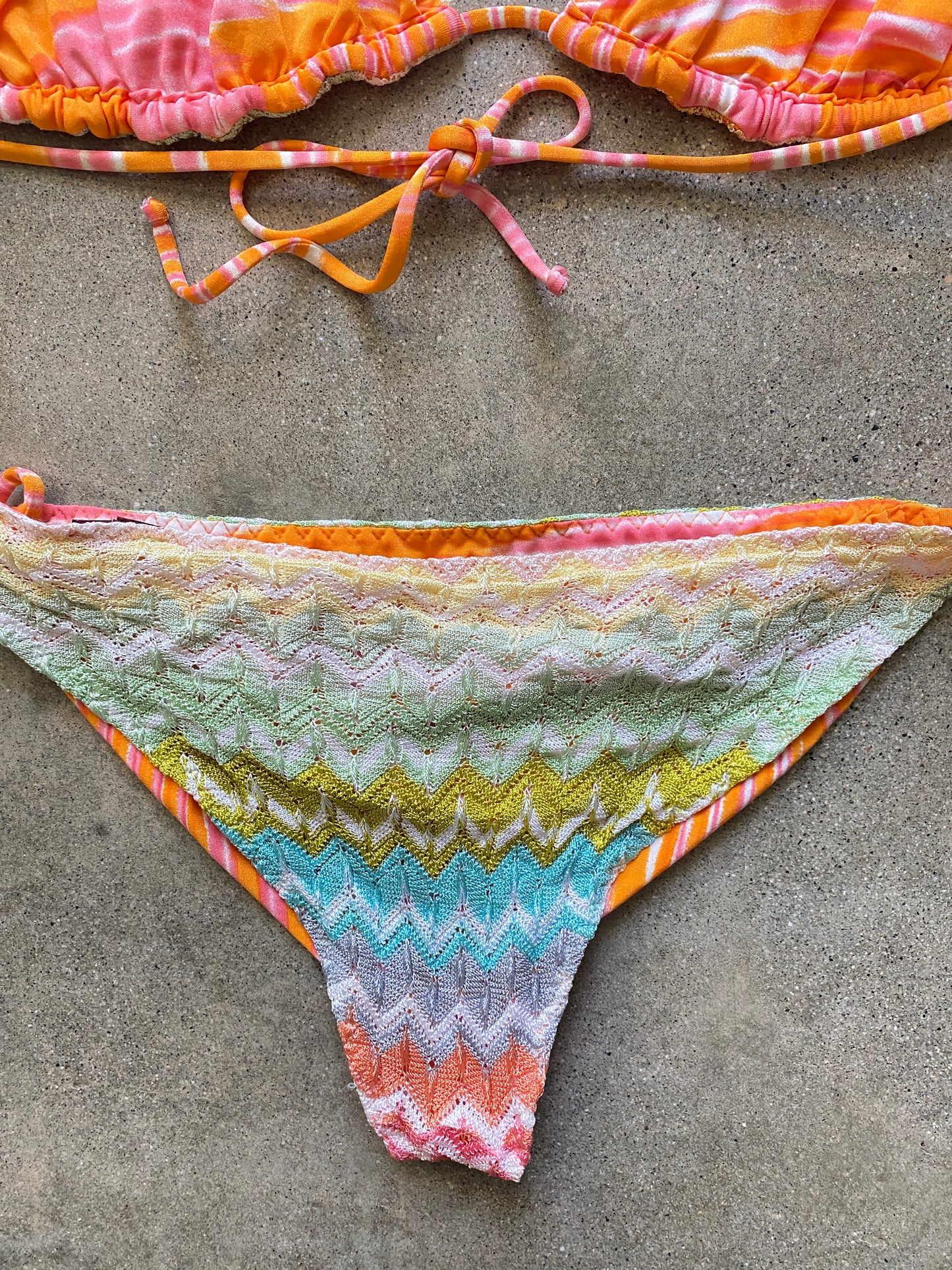 Vintage 00'S Missoni Zig Zag Knit Bikini