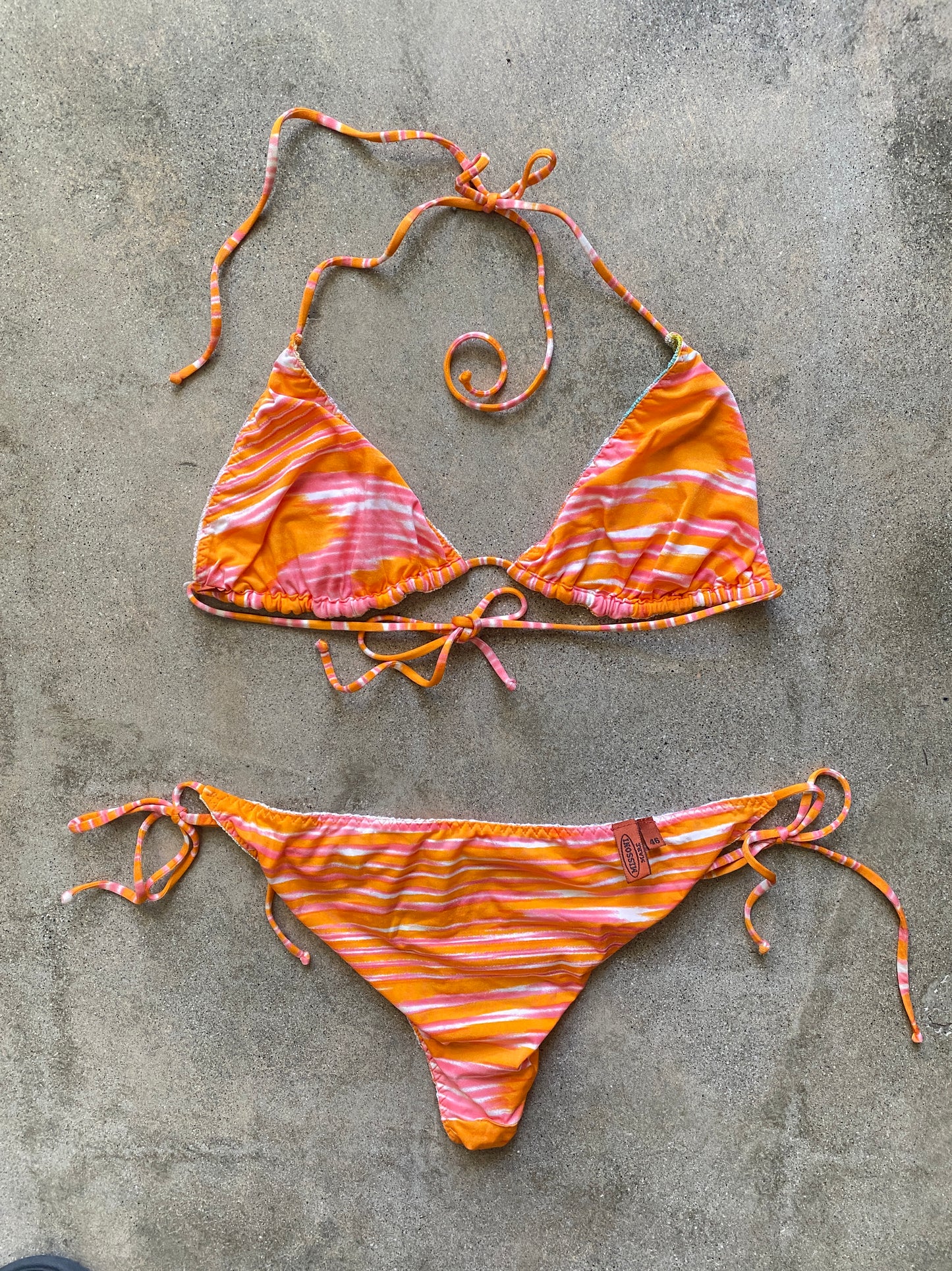 Vintage 00'S Missoni Zig Zag Knit Bikini