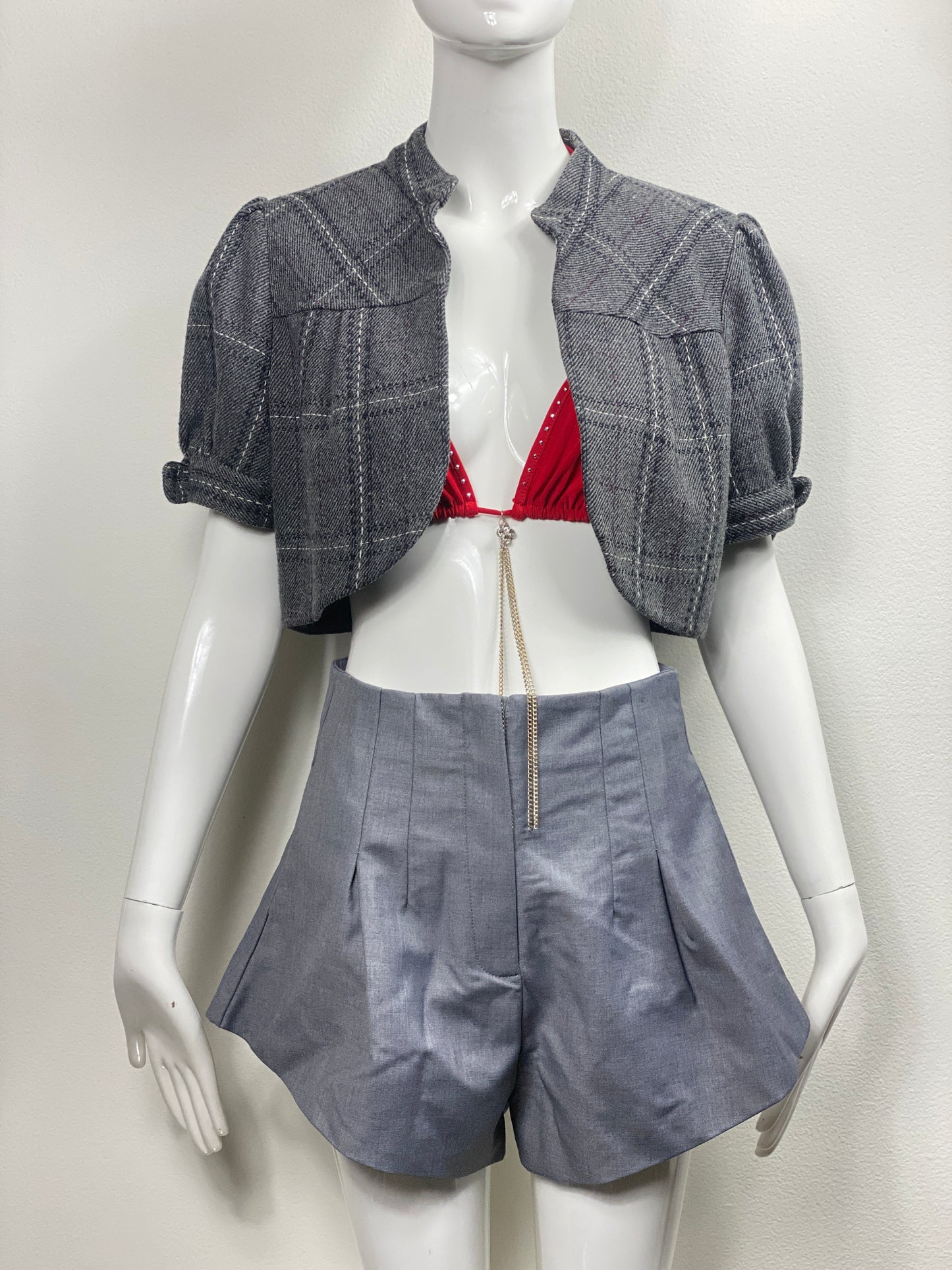 Plaid Tweed Bolero