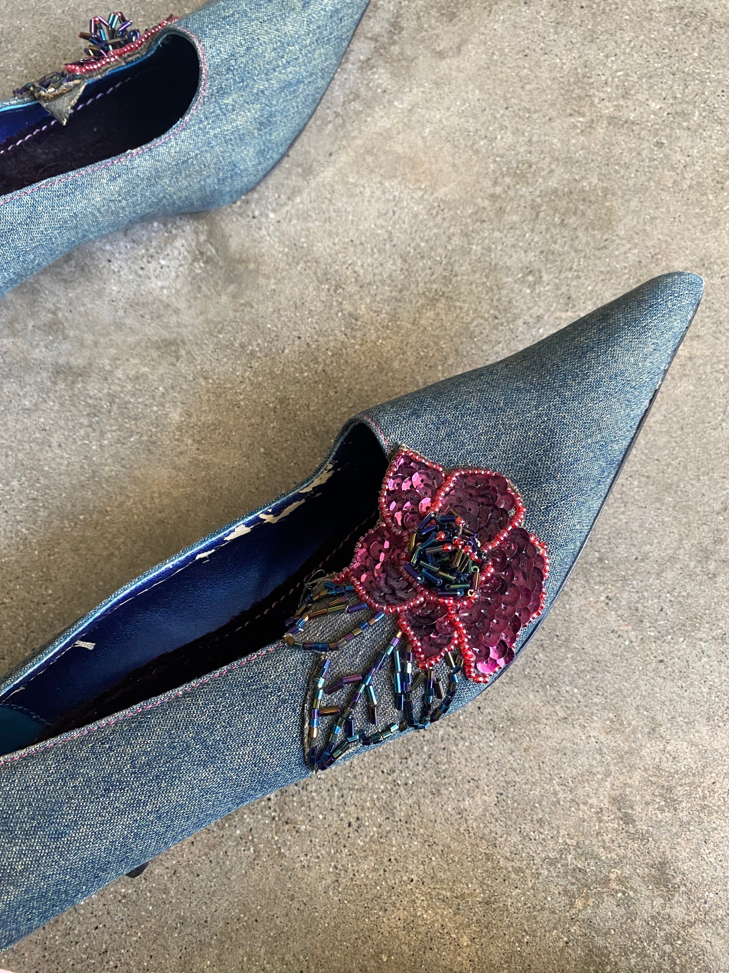 Vintage 00's Steve Madden Denim Kitten Heels