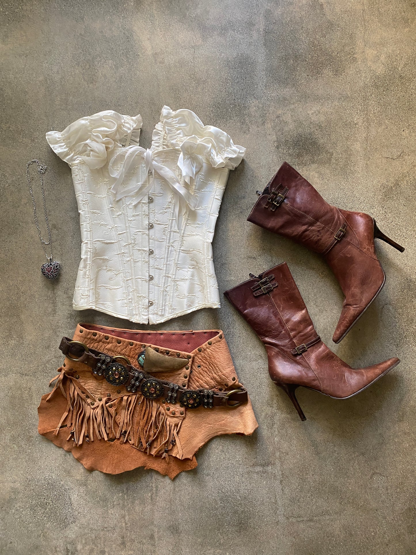 00's Distressed Tan Point Toe Booties