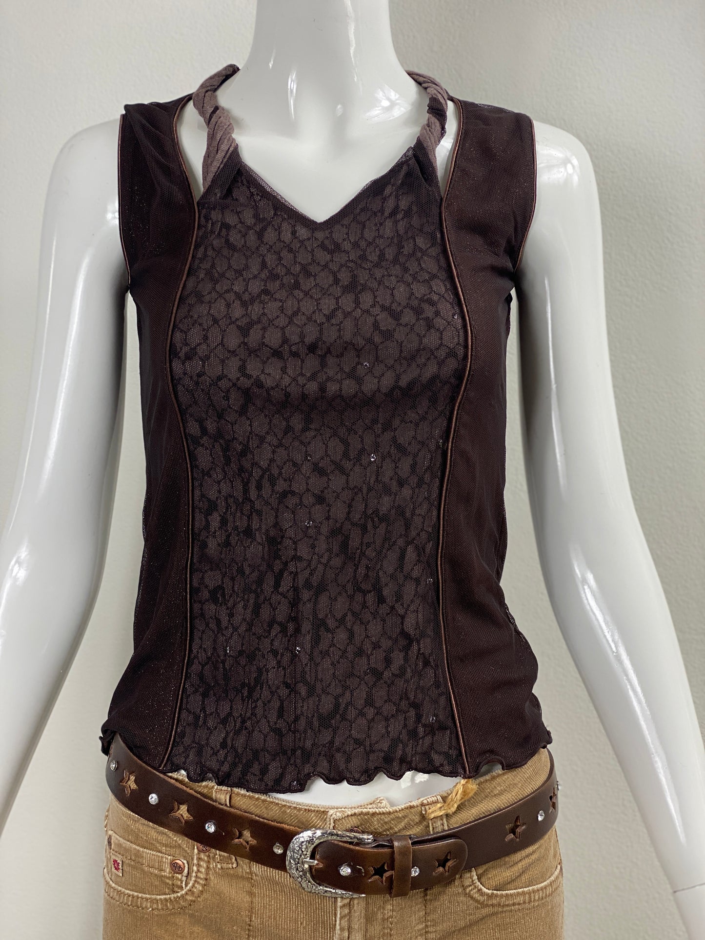 Deadstock Chocolate Funky Mesh Tank Top