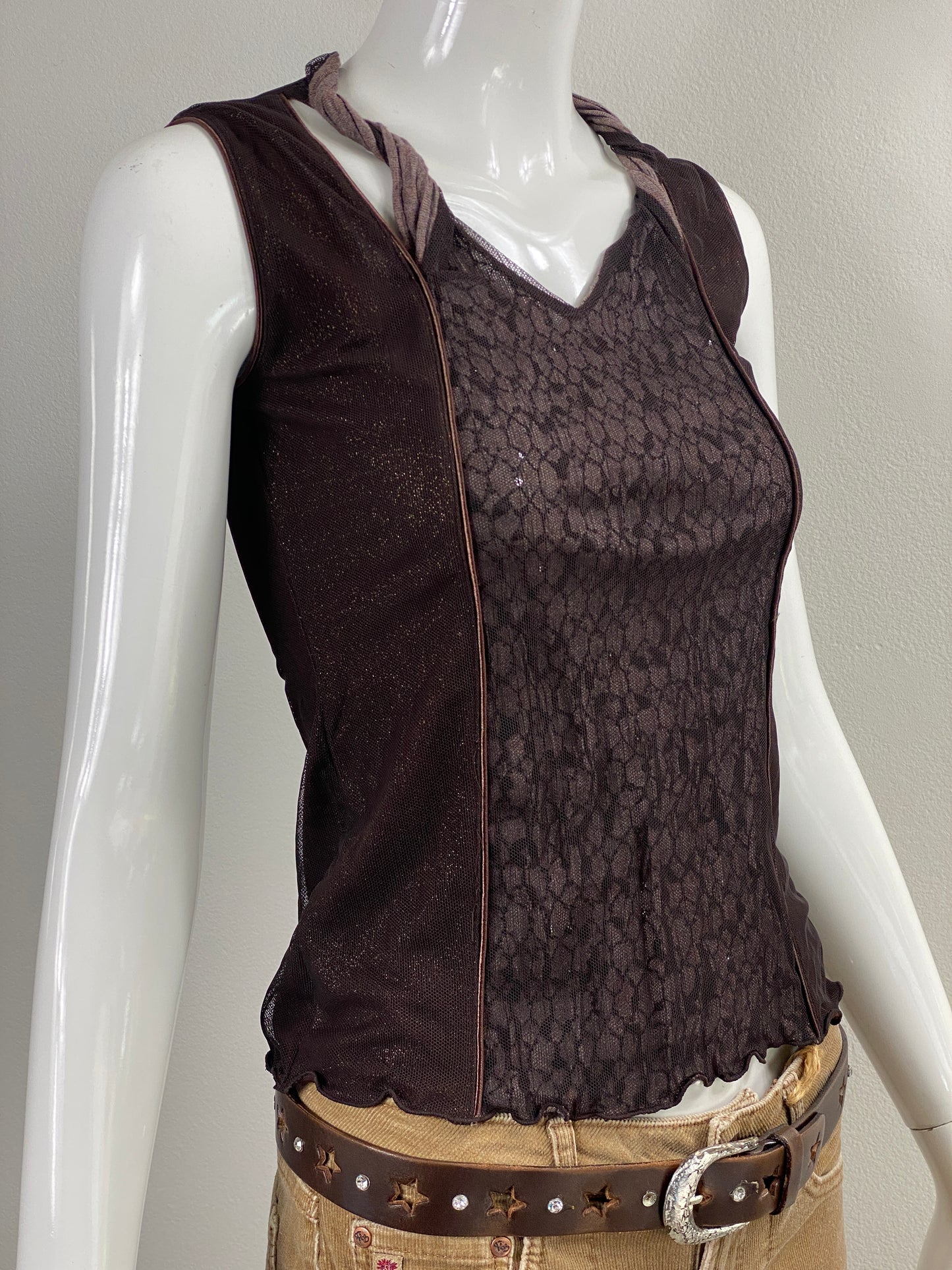 Deadstock Chocolate Funky Mesh Tank Top