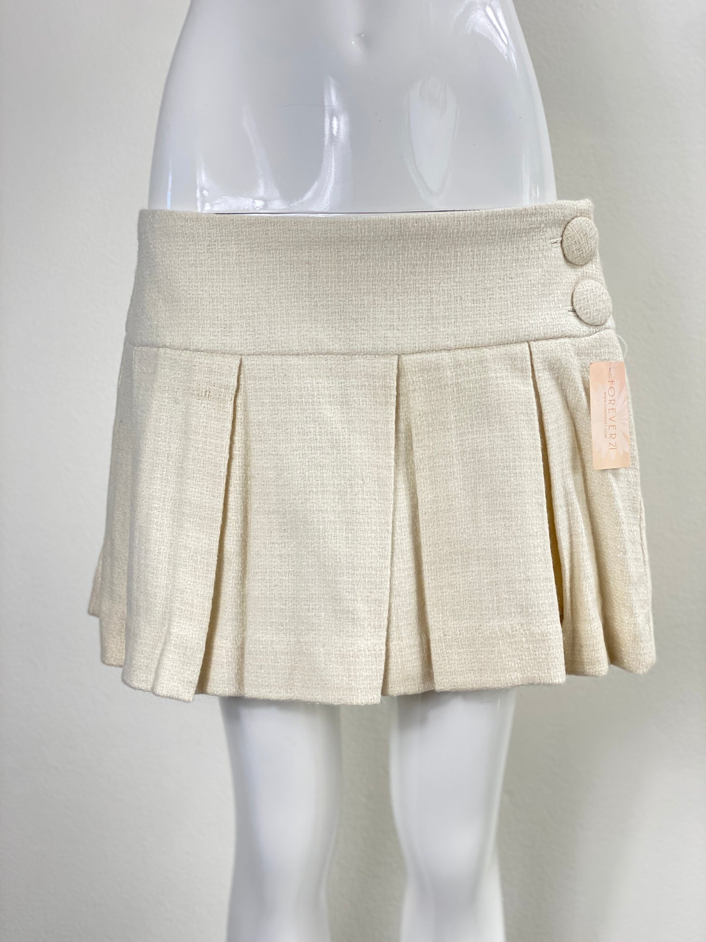 Deadstock Forever 21 Cream Tweed Pleated Skirt