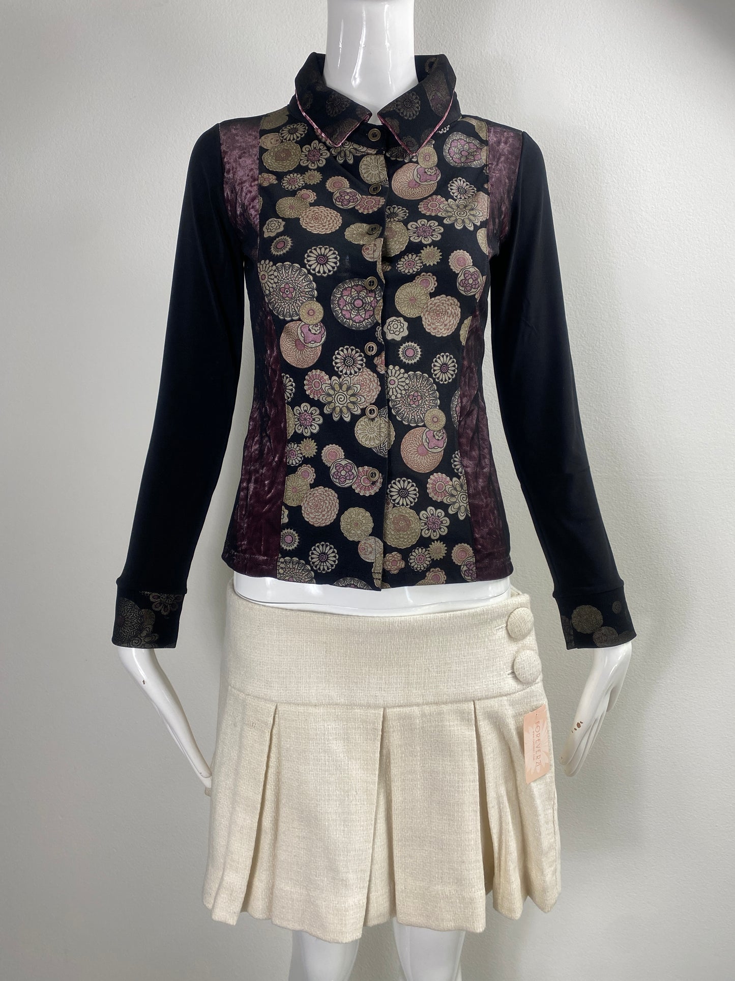 Deadstock Forever 21 Cream Tweed Pleated Skirt