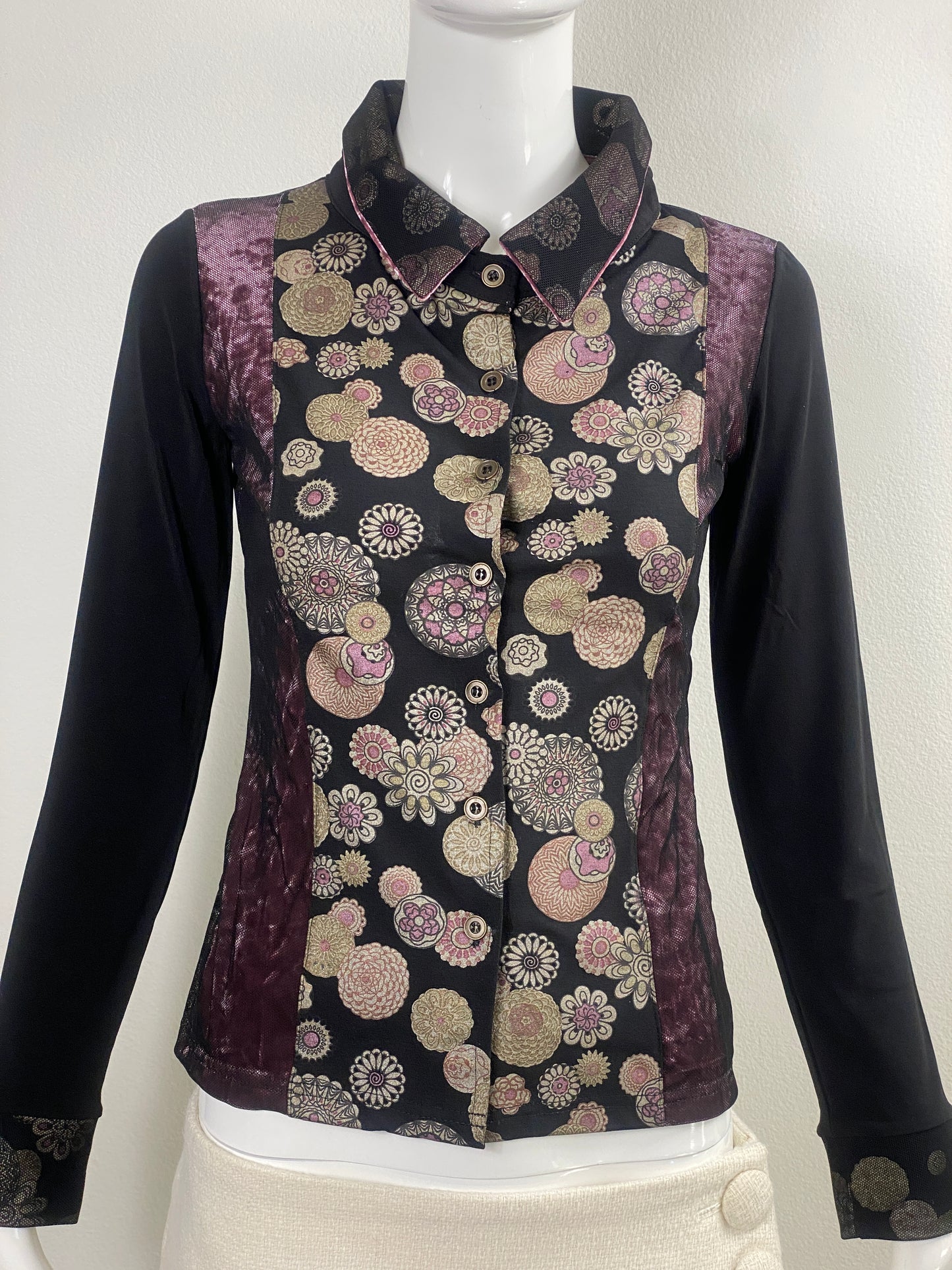 Deadstock Funky Mesh Velvet Blouse