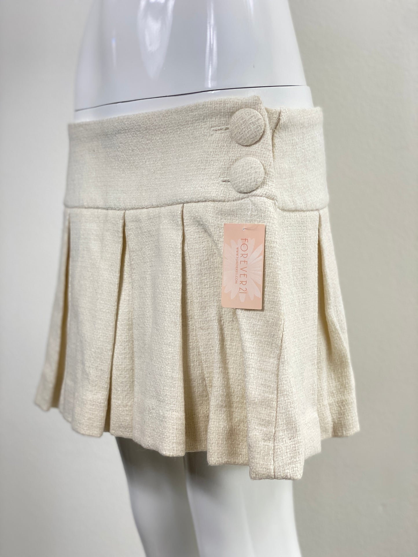 Deadstock Forever 21 Cream Tweed Pleated Skirt