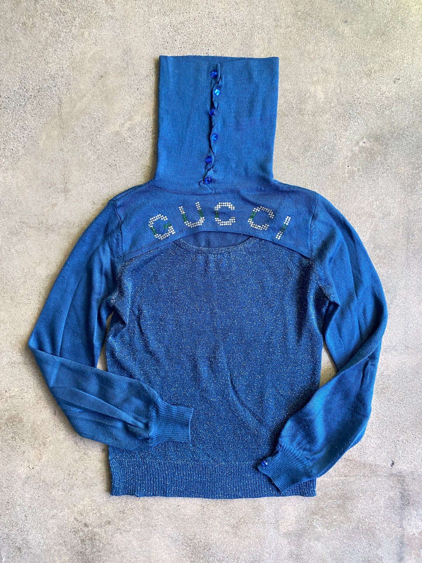 Glittery Blue Turtleneck