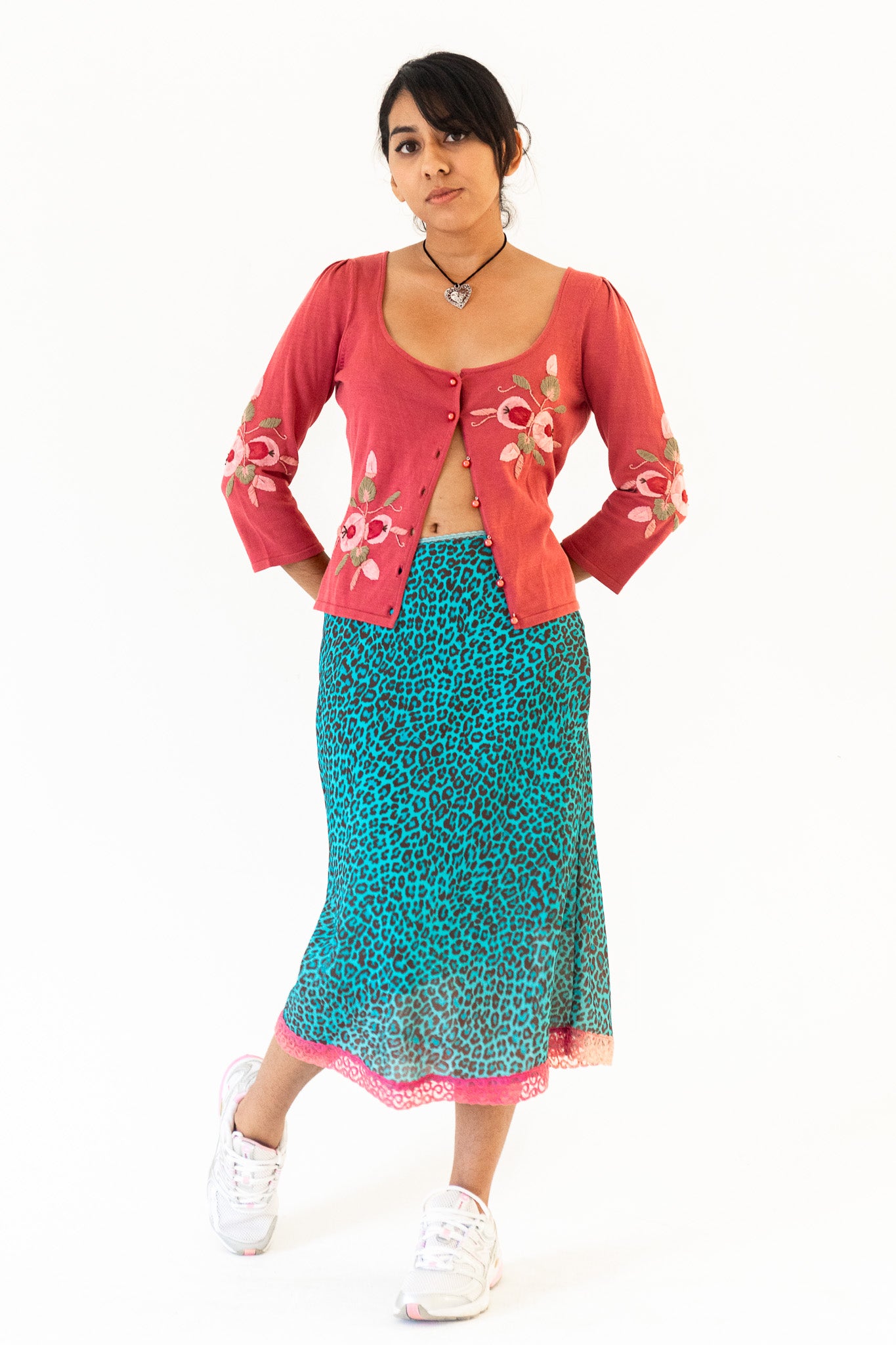 Betsey Johnson Embroidered Dusty Rose Cardigan