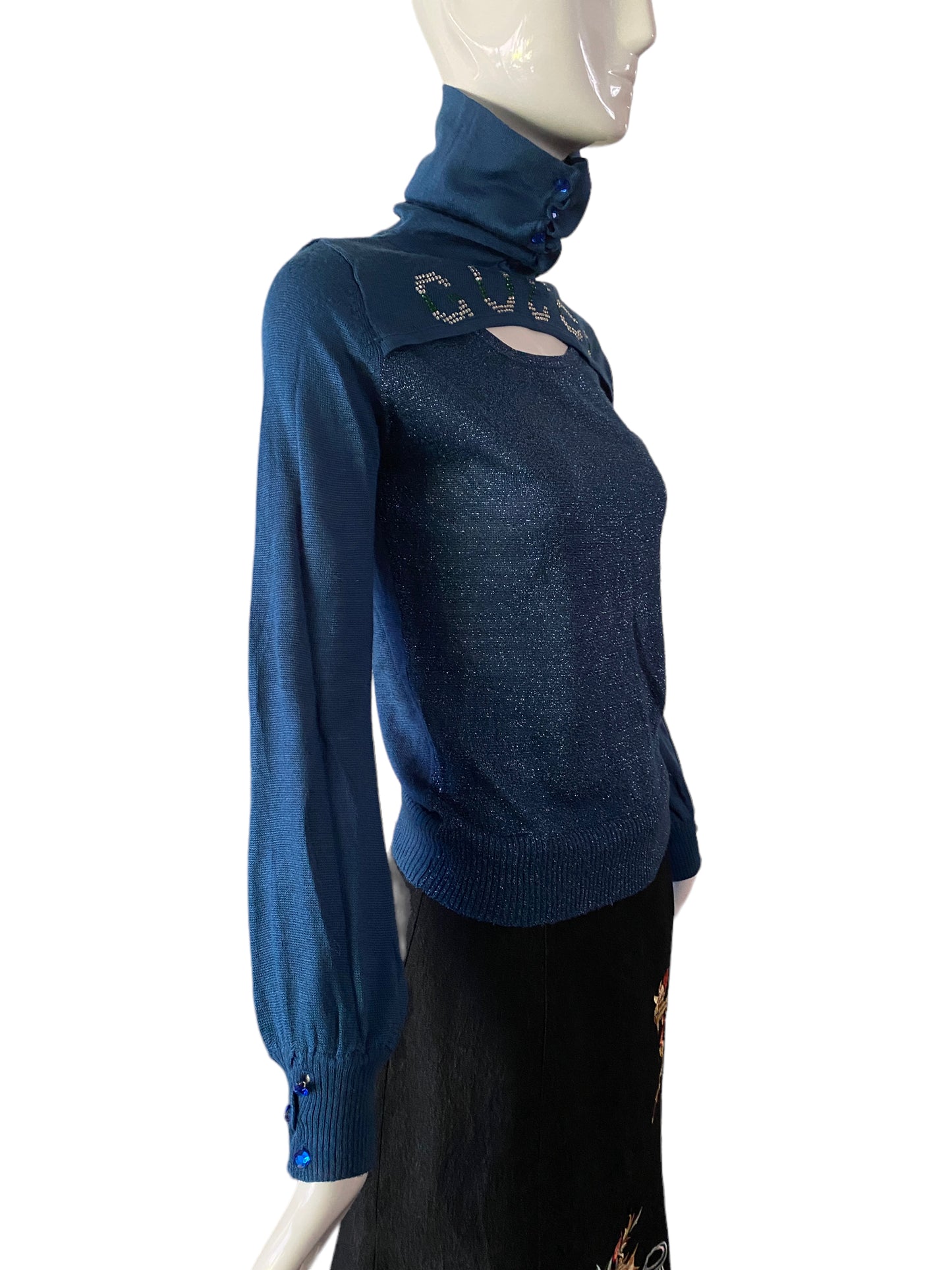 Glittery Blue Turtleneck