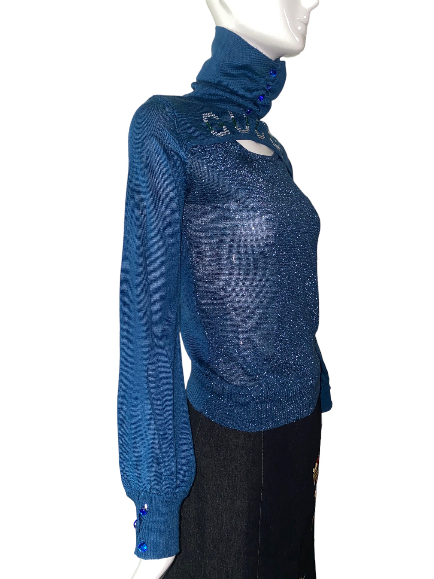 Glittery Blue Turtleneck