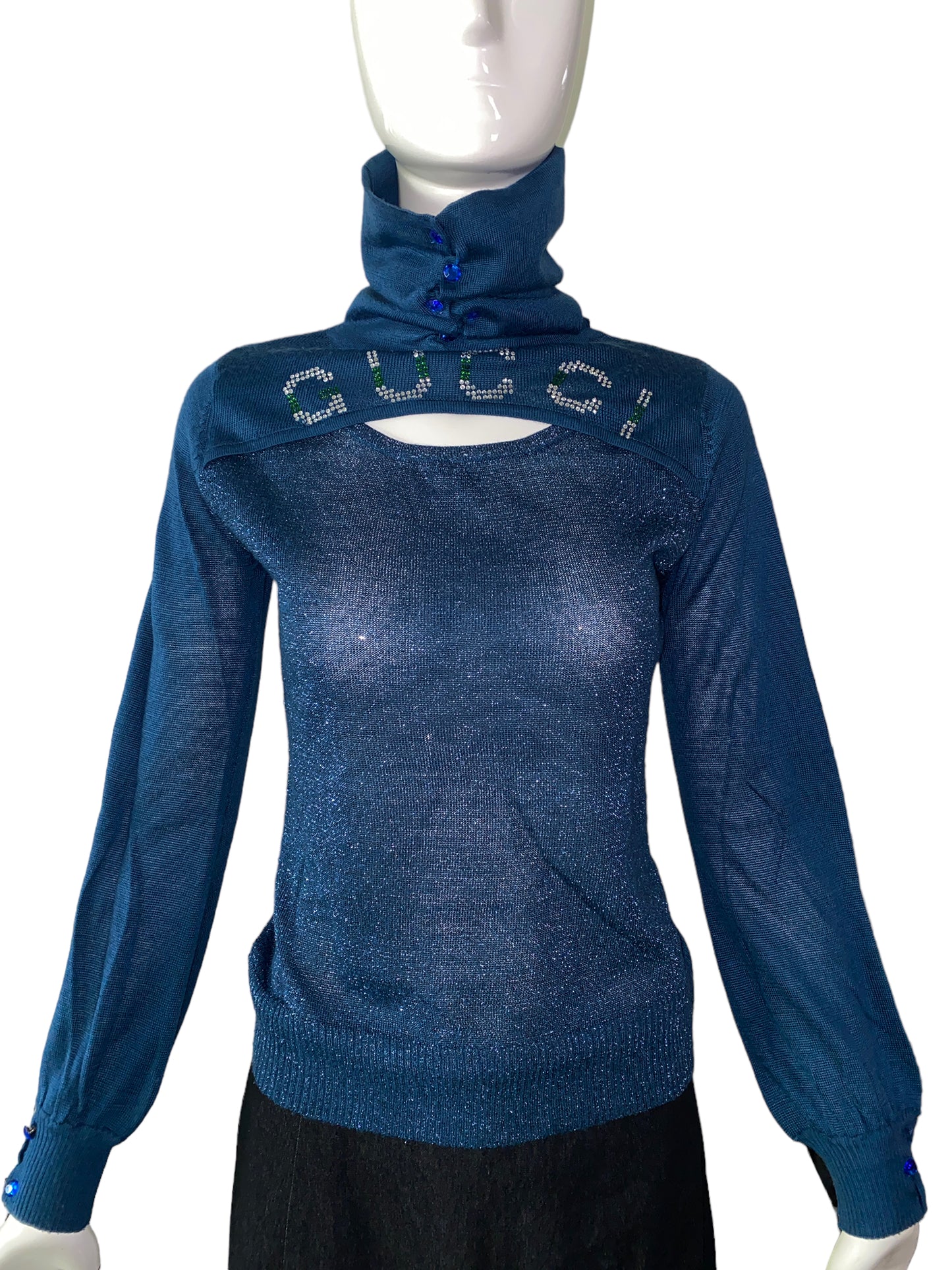 Glittery Blue Turtleneck
