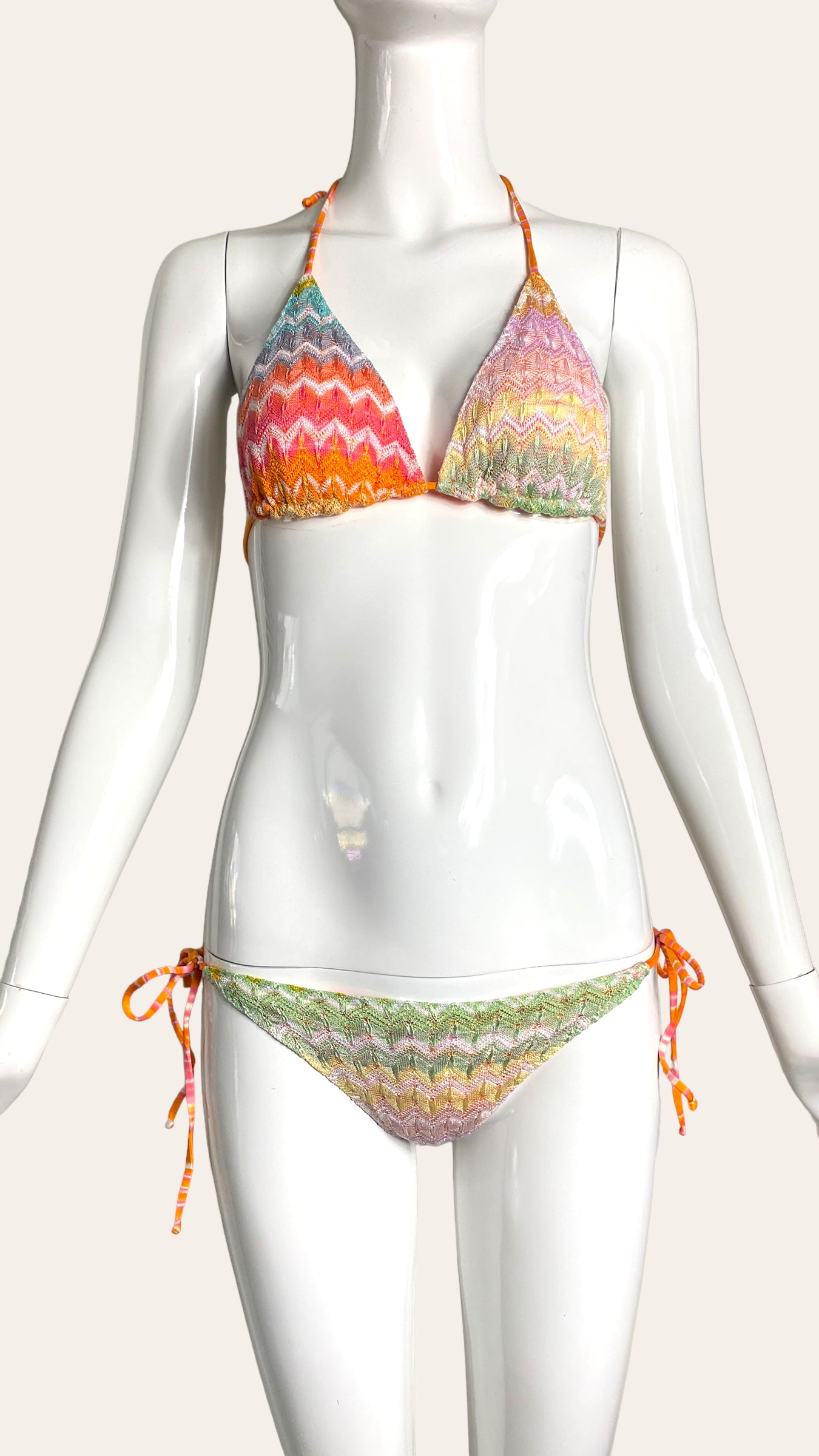 Vintage 00'S Missoni Zig Zag Knit Bikini