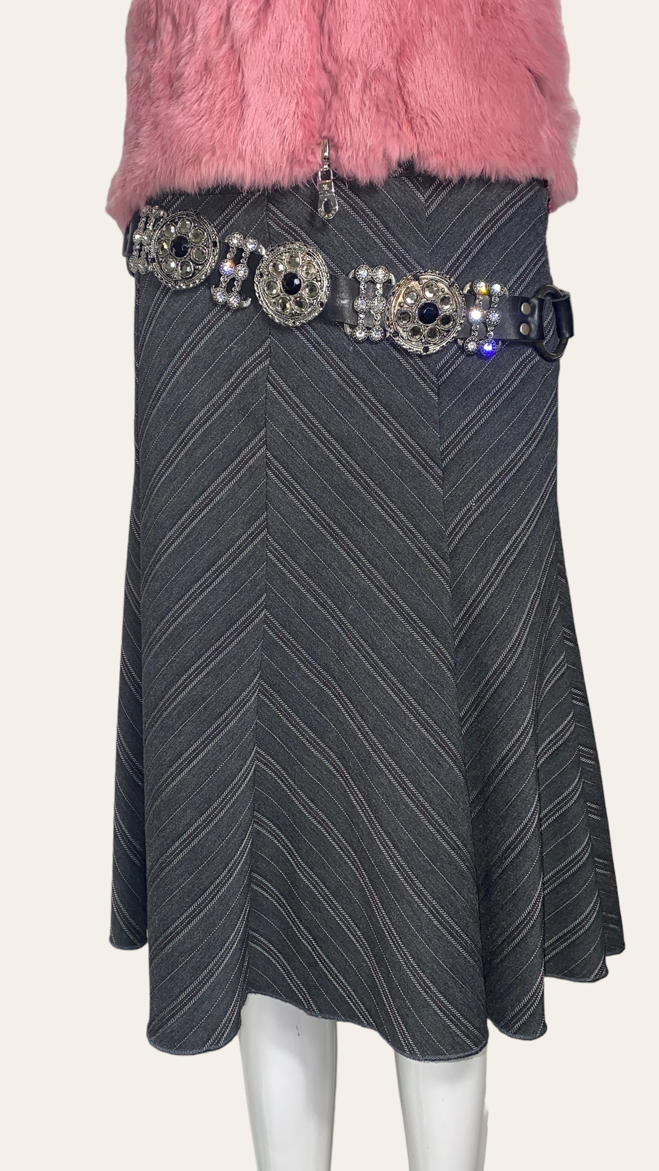 00's Pinstripe Midi Skirt