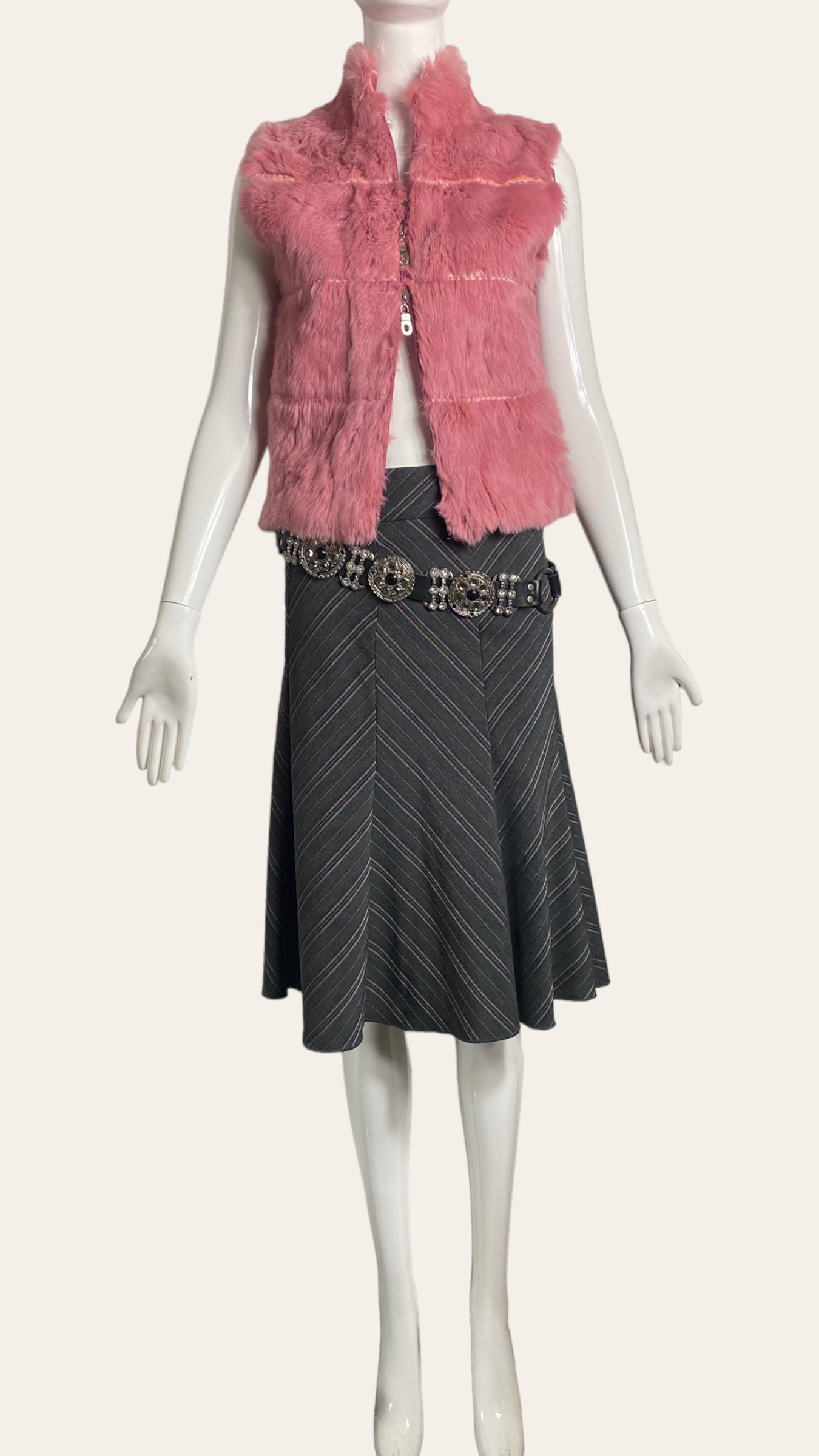 00's Pinstripe Midi Skirt
