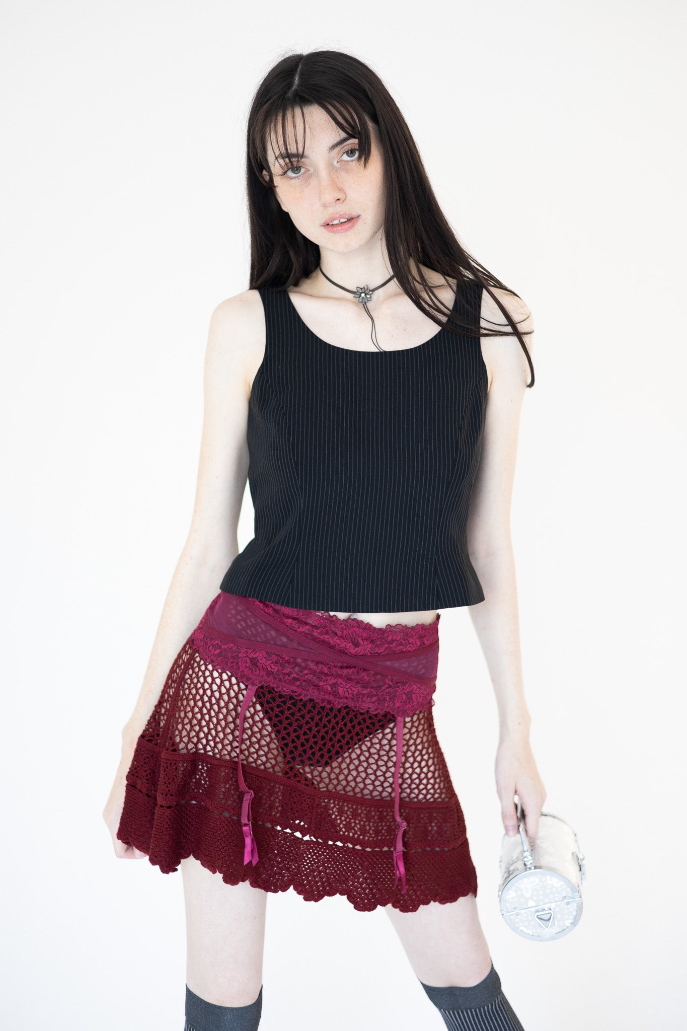 BURGUNDY KNIT MINI SKIRT