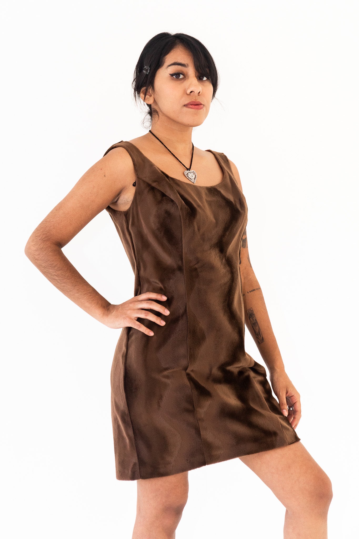 DEADSTOCK 90'S CHOCOLATE FUZZY MINI DRESS