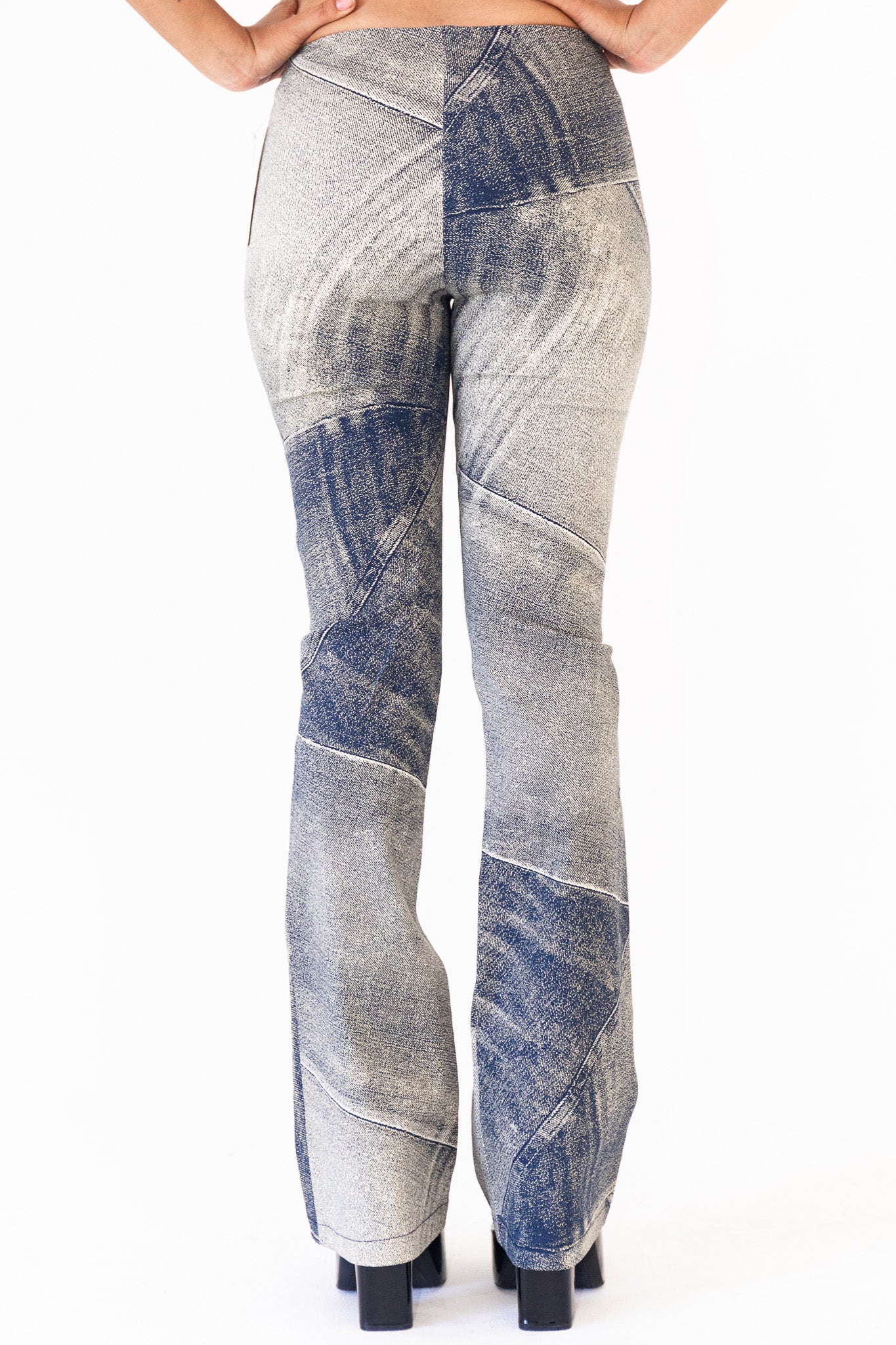 DEADSTOCK Y2K DENIM GRAPHIC PRINT FLARES