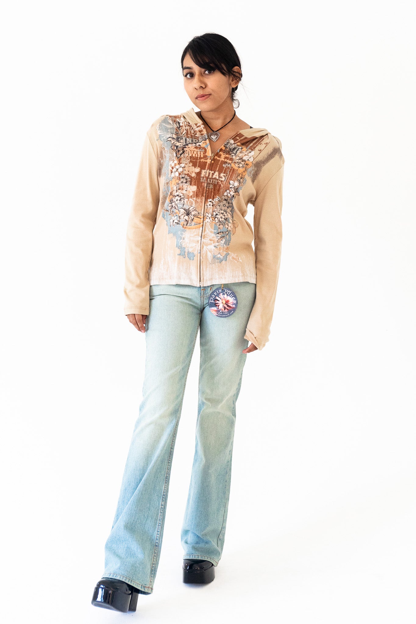 DEADSTOCK 90'S PARIS BLUES BELTED FLARE JEANS