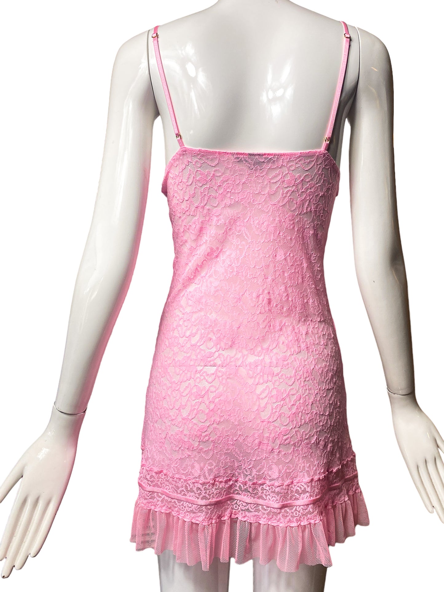 VINTAGE 00'S VICTORIA'S SECRET PINK LACE DOLLETTE DRESS