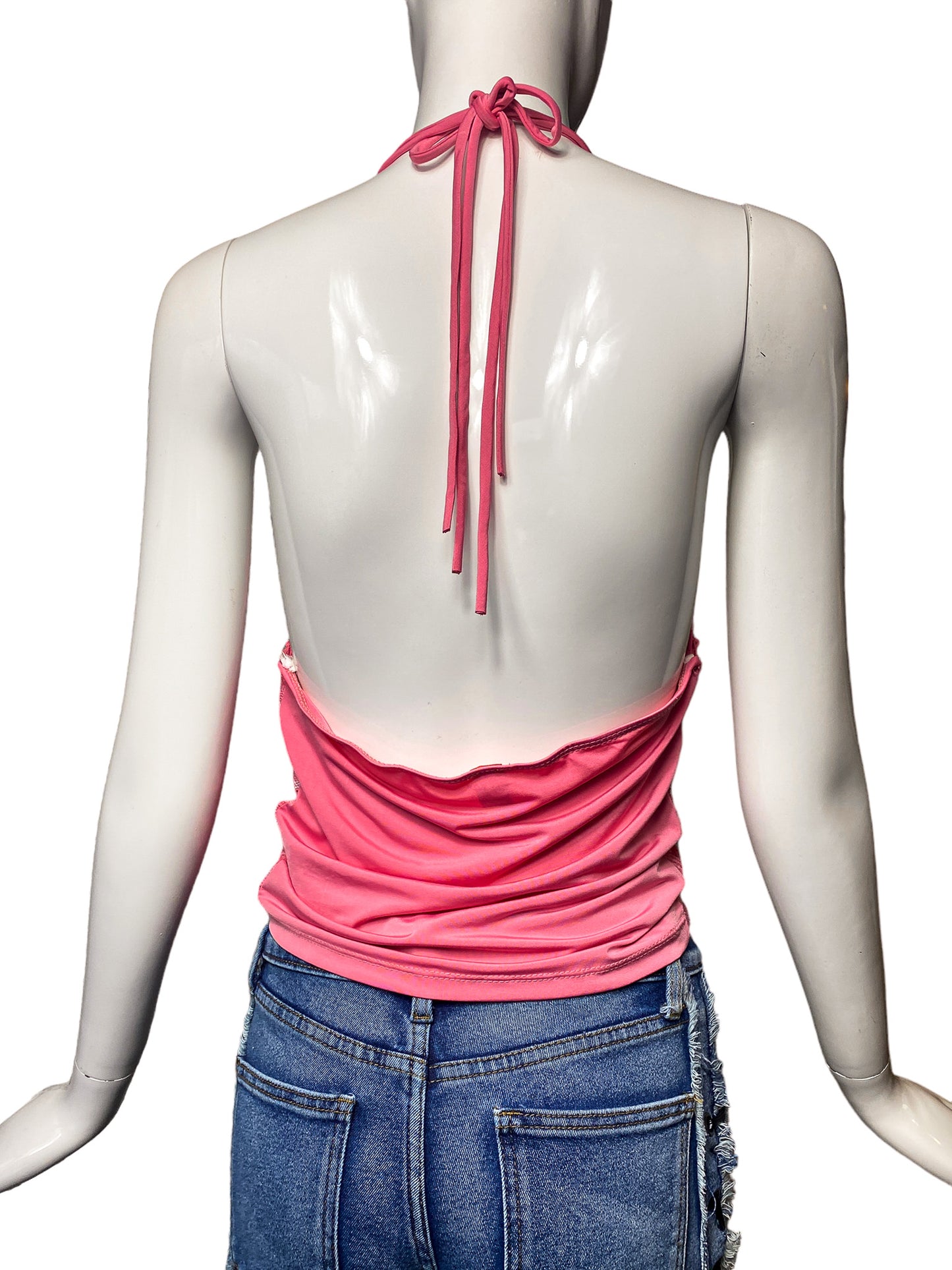 DEADSTOCK Y2K BUBLE GUM PINK HALTER TOP
