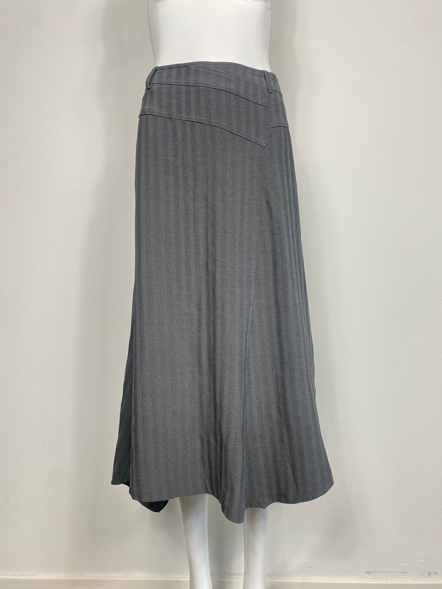 Gray Pinstripe Midi Skirt