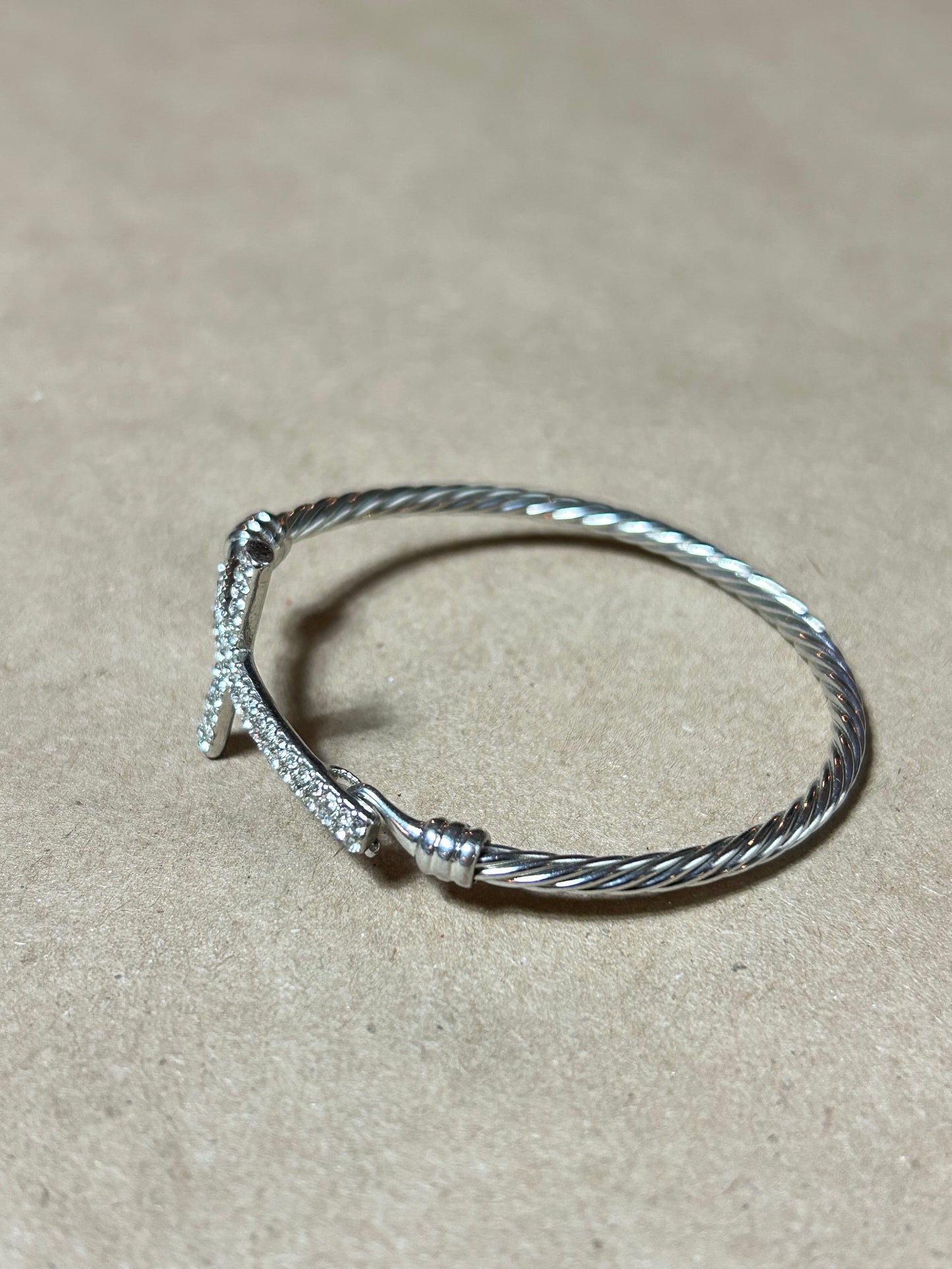 Rhinestone Cross Metal Bracelet