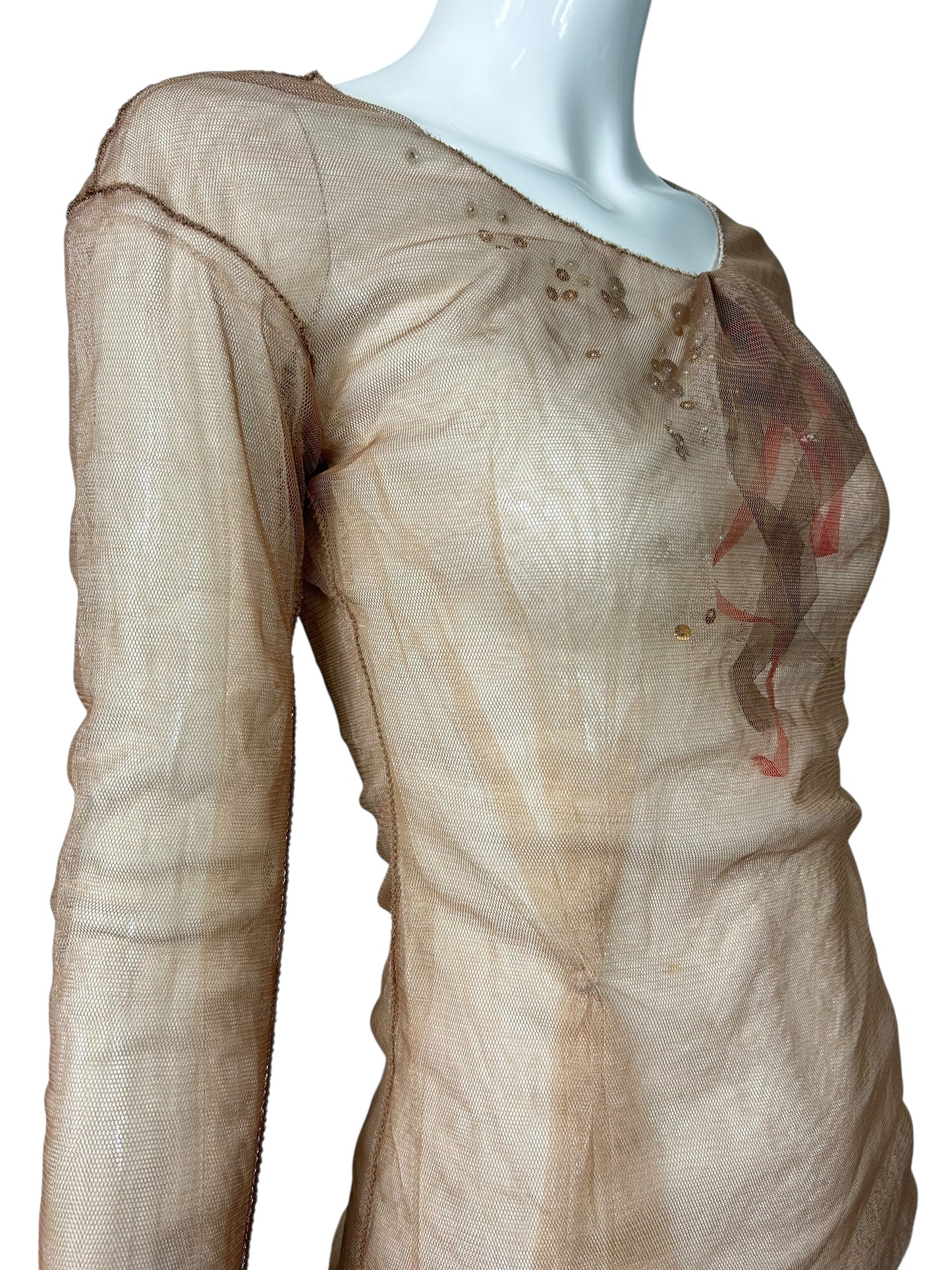 Nude Mesh Layered Long Sleeve