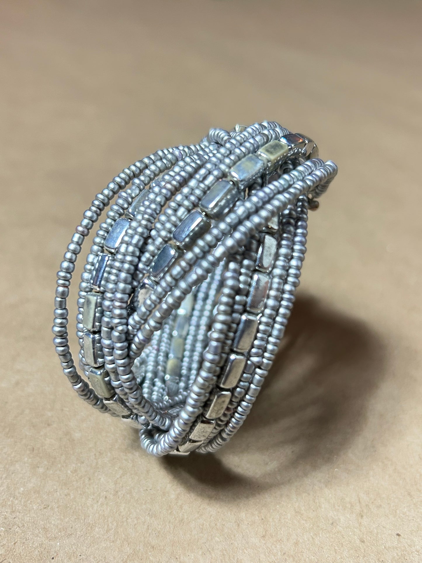 Metallic Beaded Cuff Bracelet