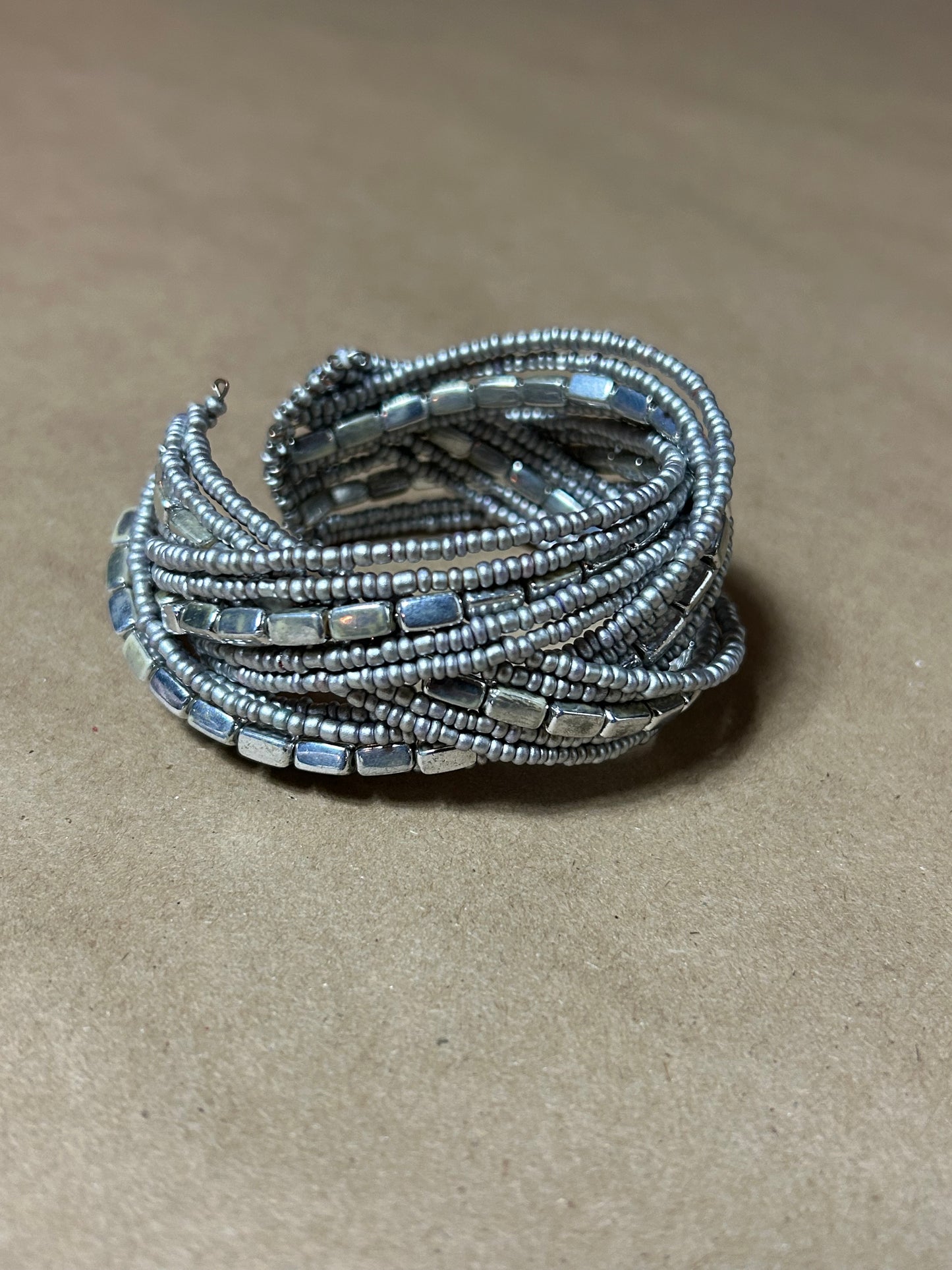 Metallic Beaded Cuff Bracelet