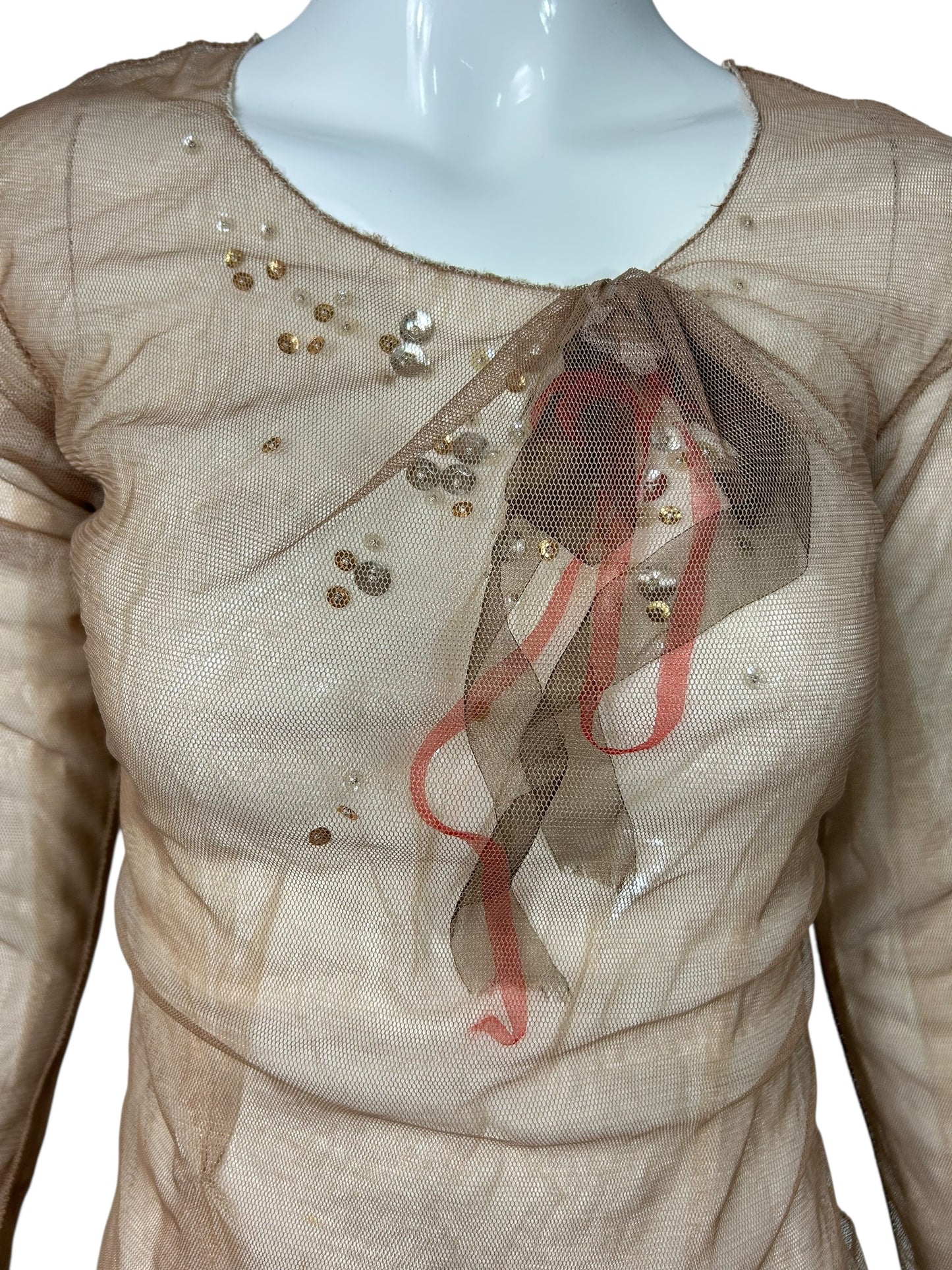 Nude Mesh Layered Long Sleeve