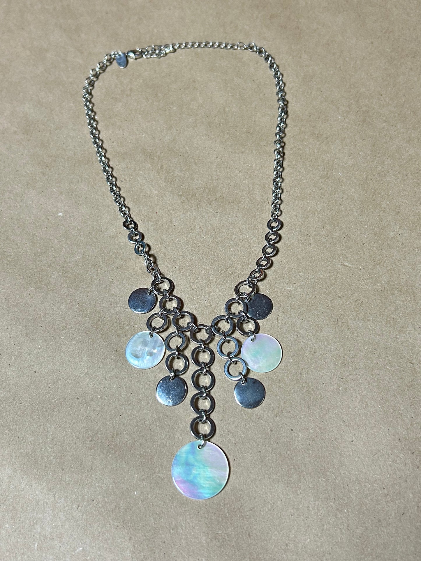 Metal Pearl Waterfall Necklace