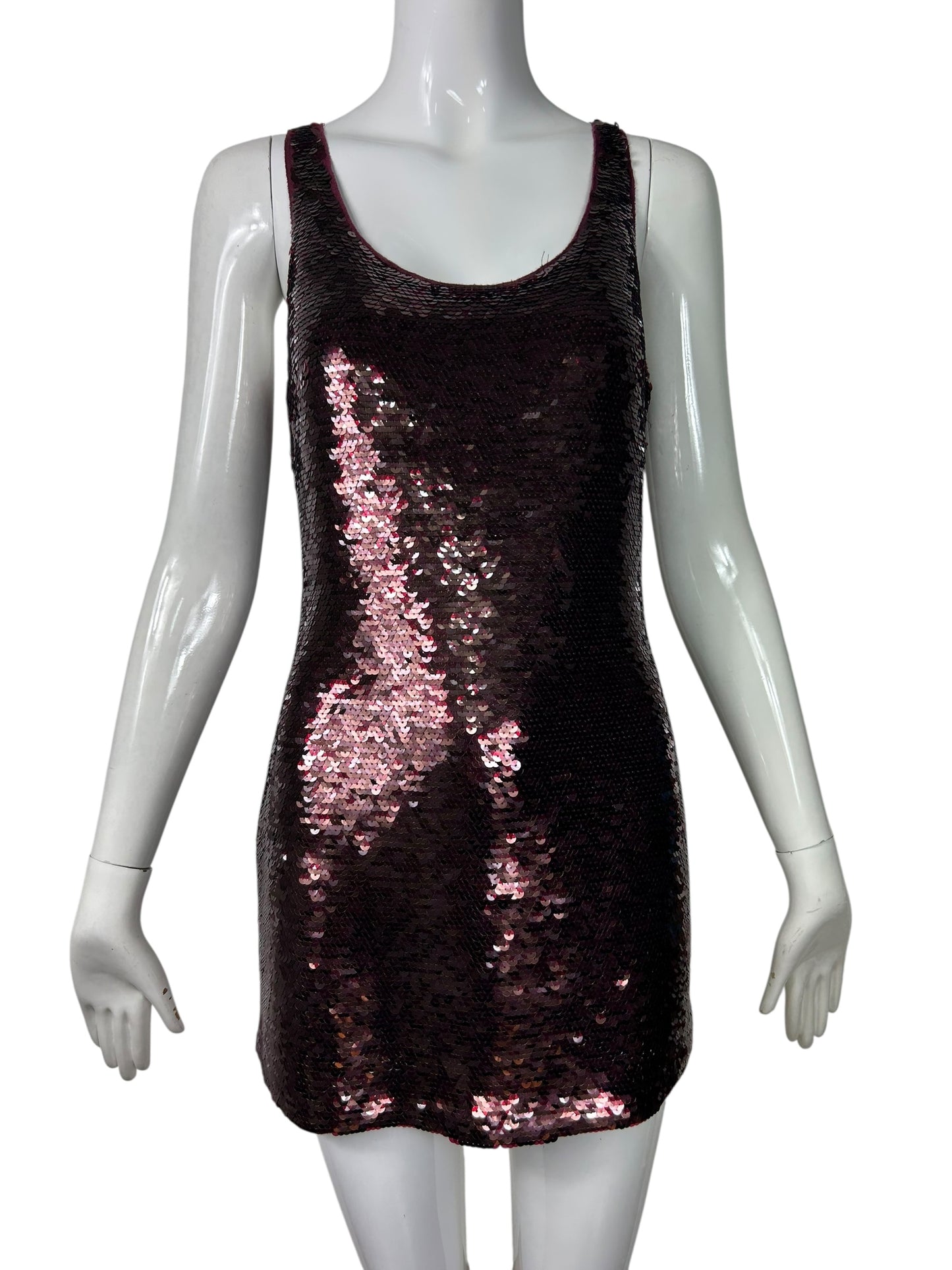 Burgundy Sequin Mini Dress