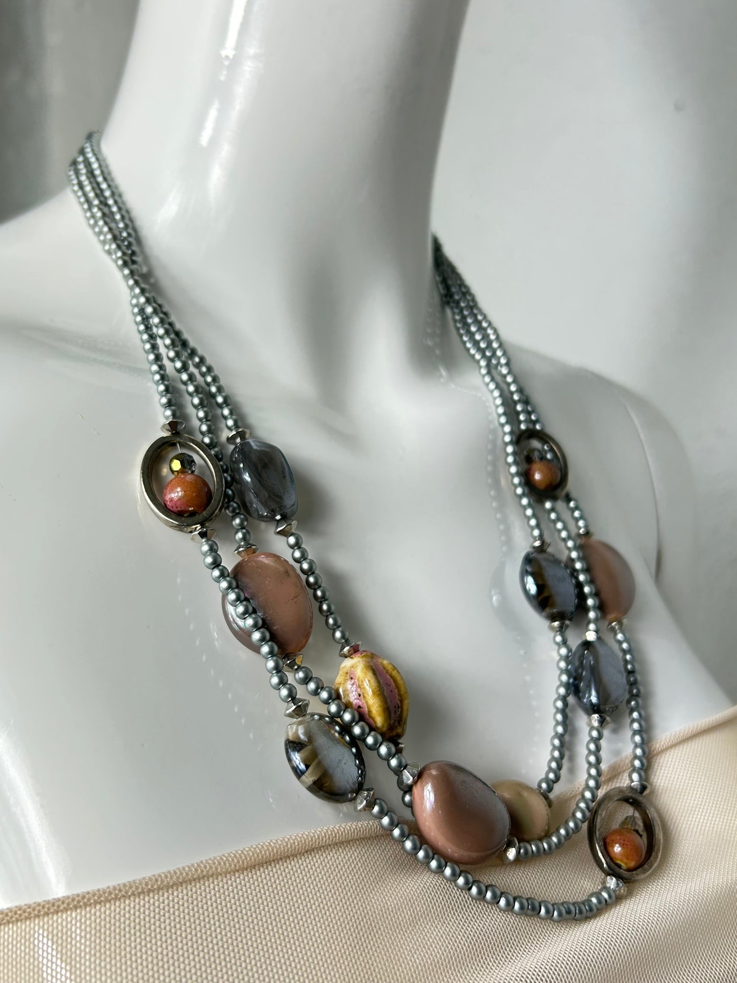 Iridescent Ceramic Beads Necklace