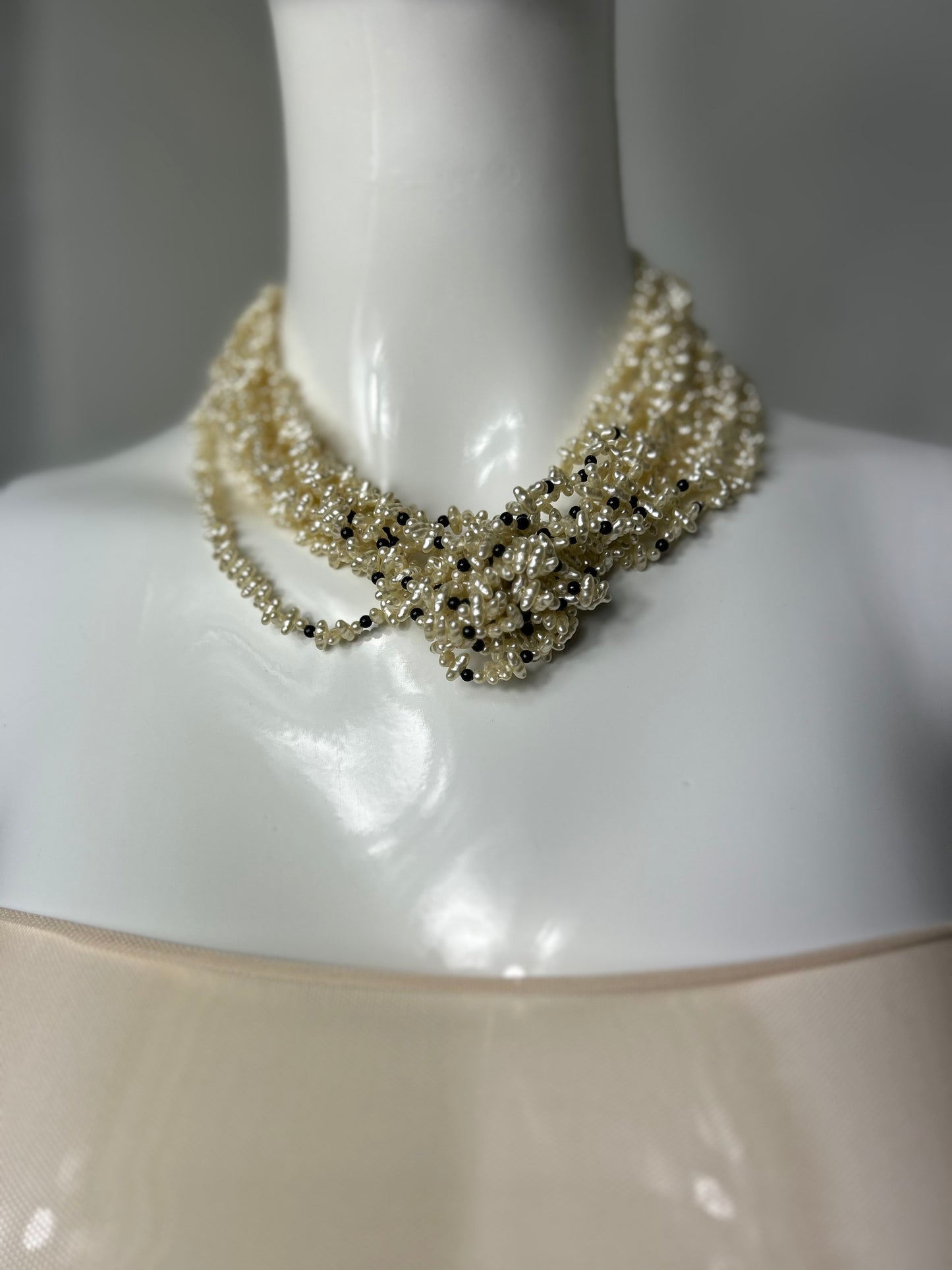 Iridescent Faux Pearl Layered Choker
