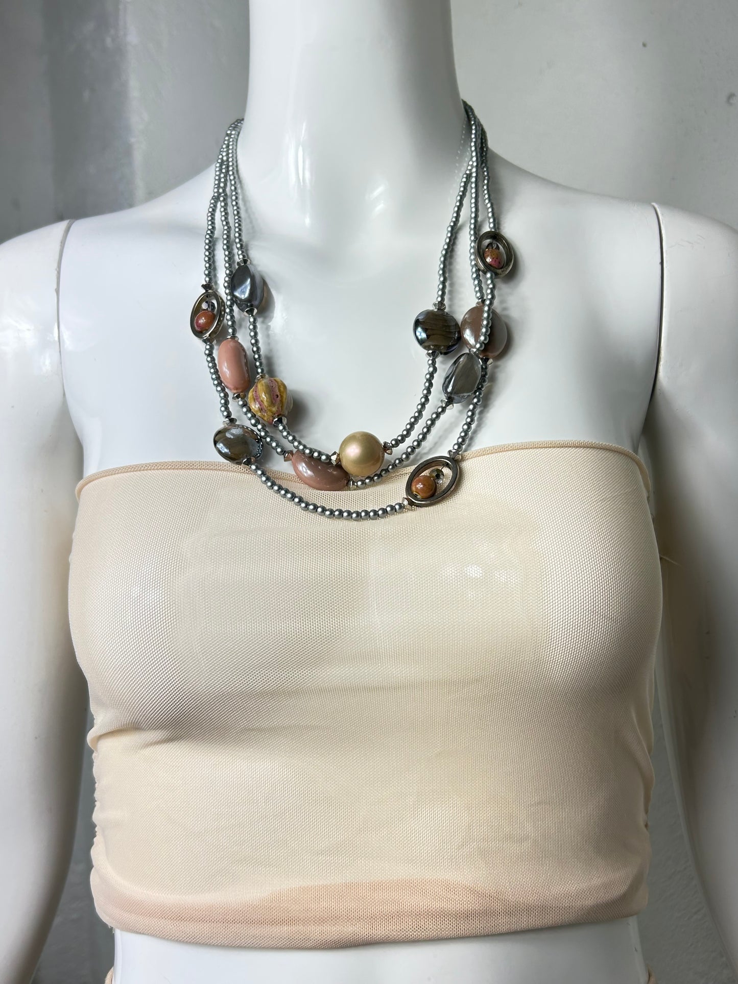 Iridescent Ceramic Beads Necklace