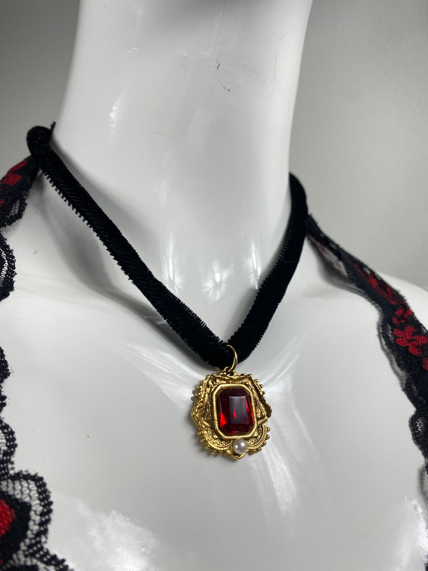 Gothic Red Charm Necklace