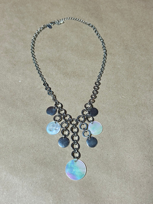Metal Pearl Waterfall Necklace