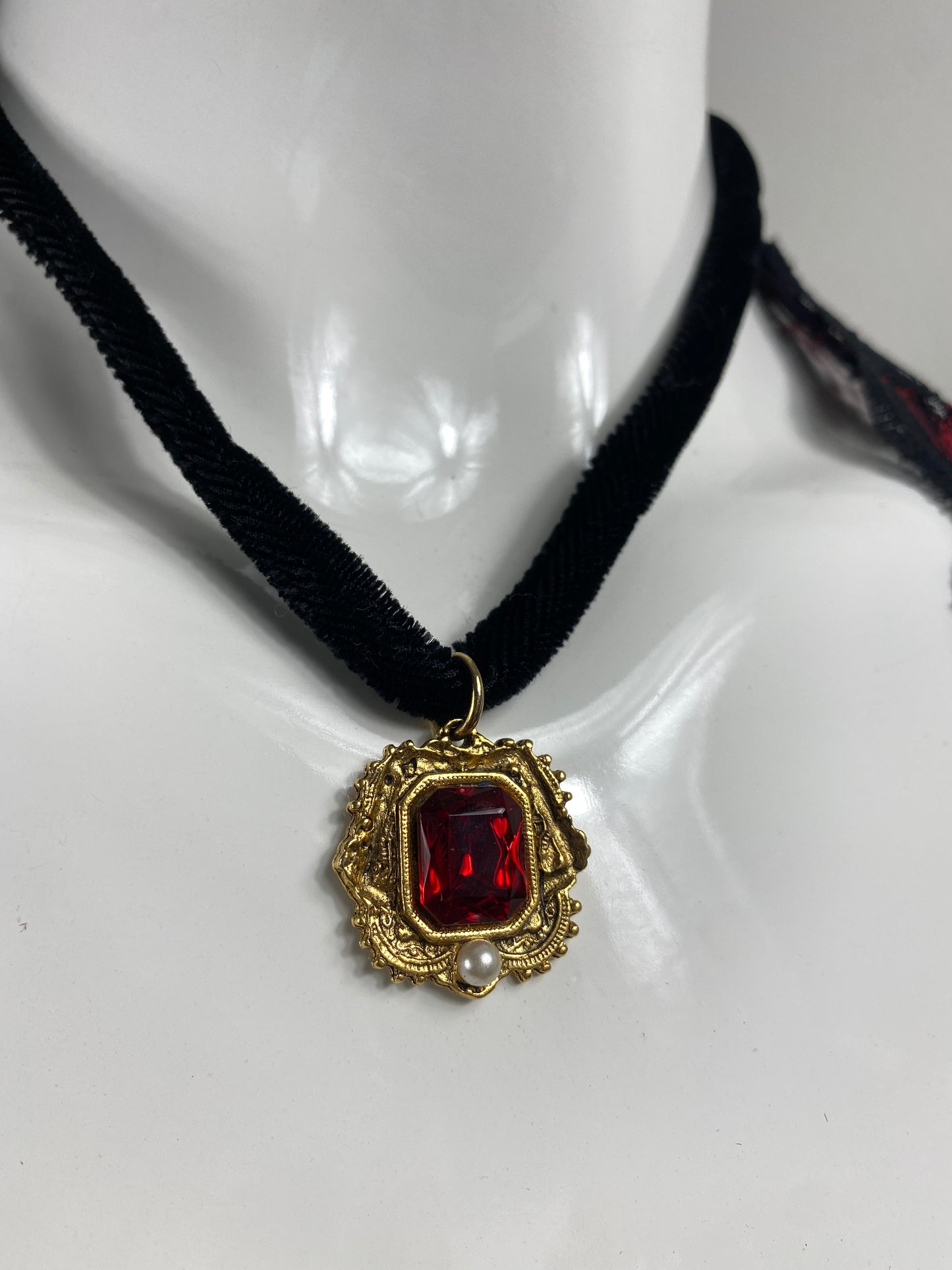 Gothic Red Charm Necklace