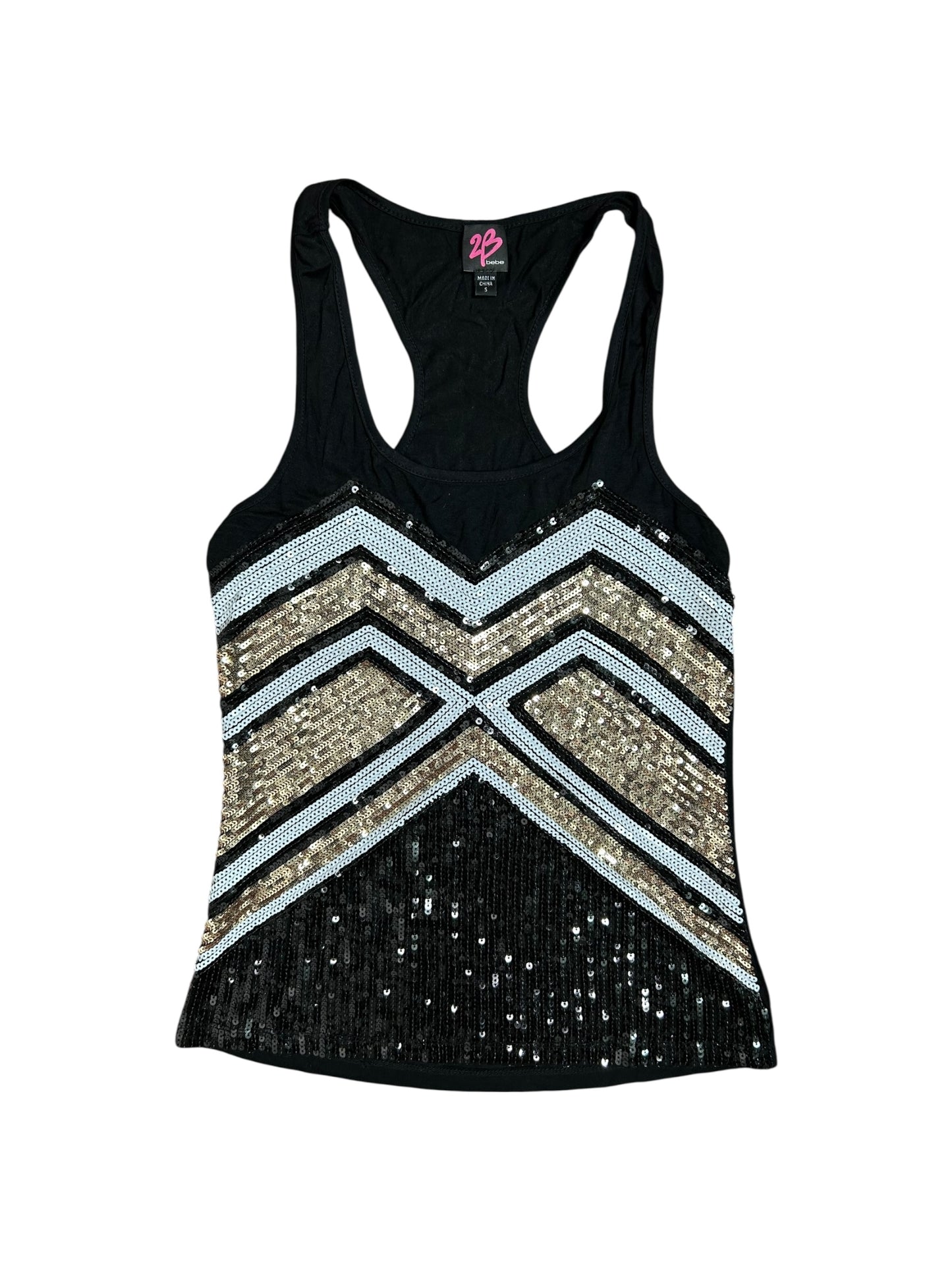 Black Multi Color Sequin Top