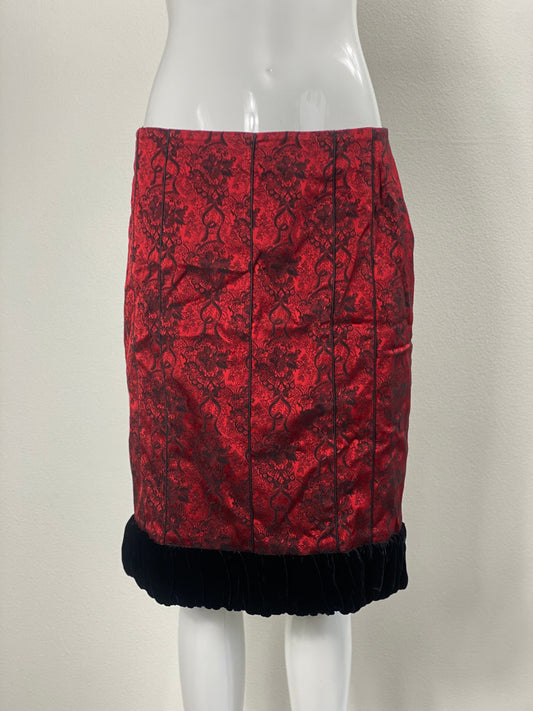 Gothic Red Midi Skirt