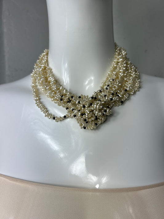 Iridescent Faux Pearl Layered Choker
