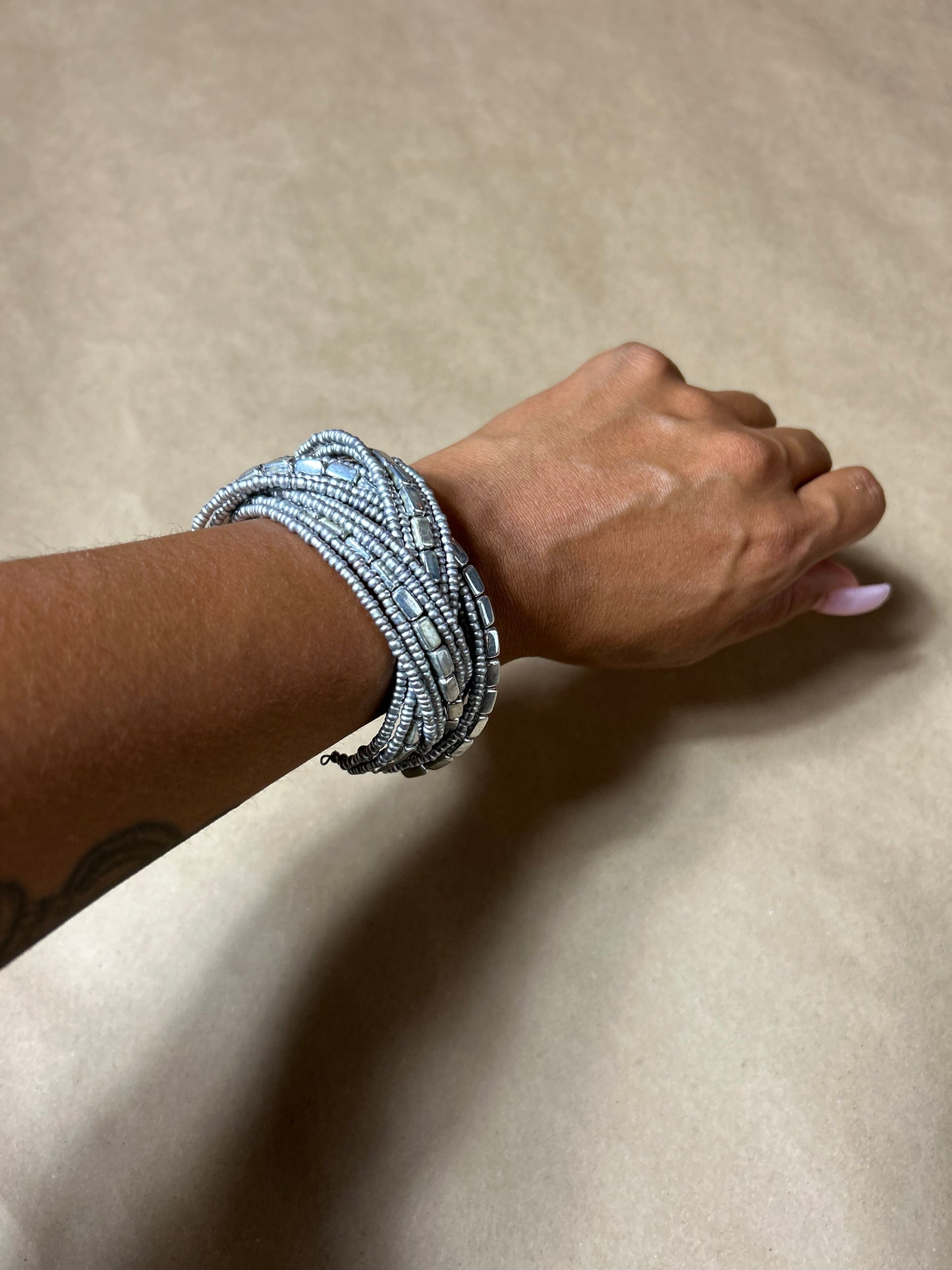 Metallic Beaded Cuff Bracelet