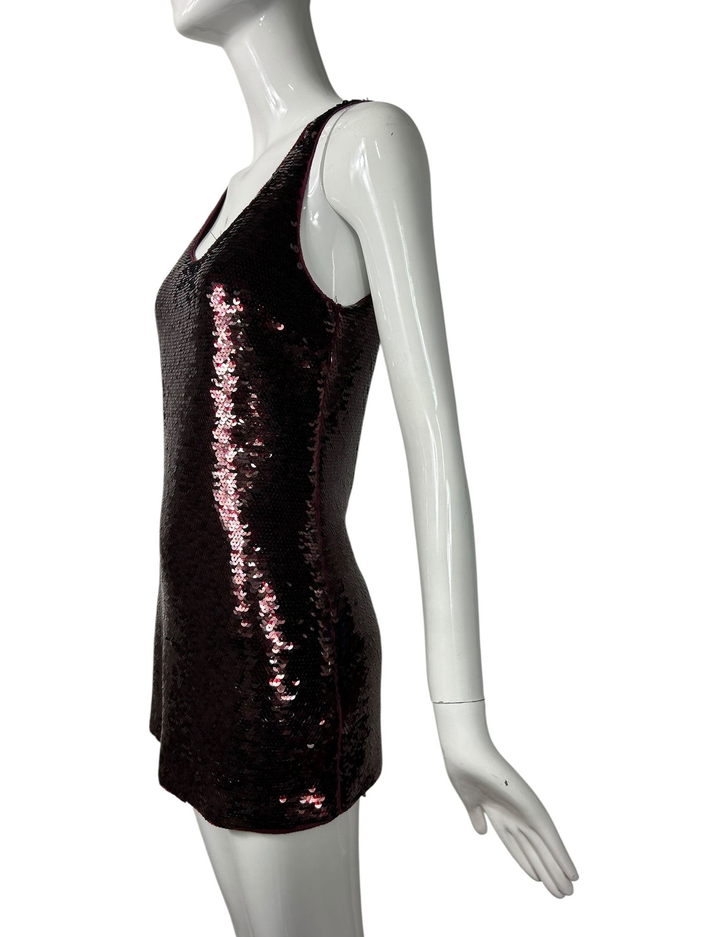 Burgundy Sequin Mini Dress