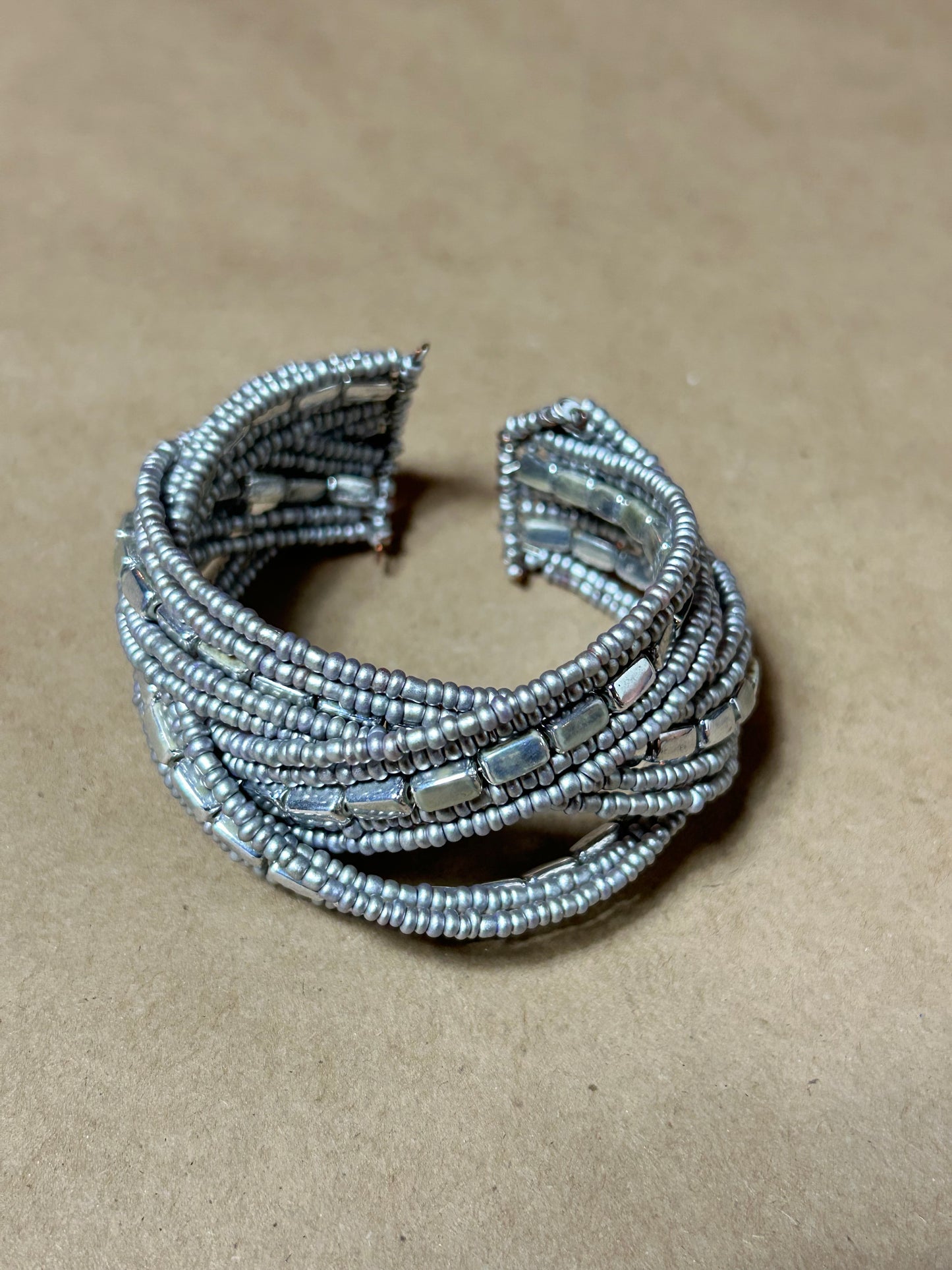 Metallic Beaded Cuff Bracelet