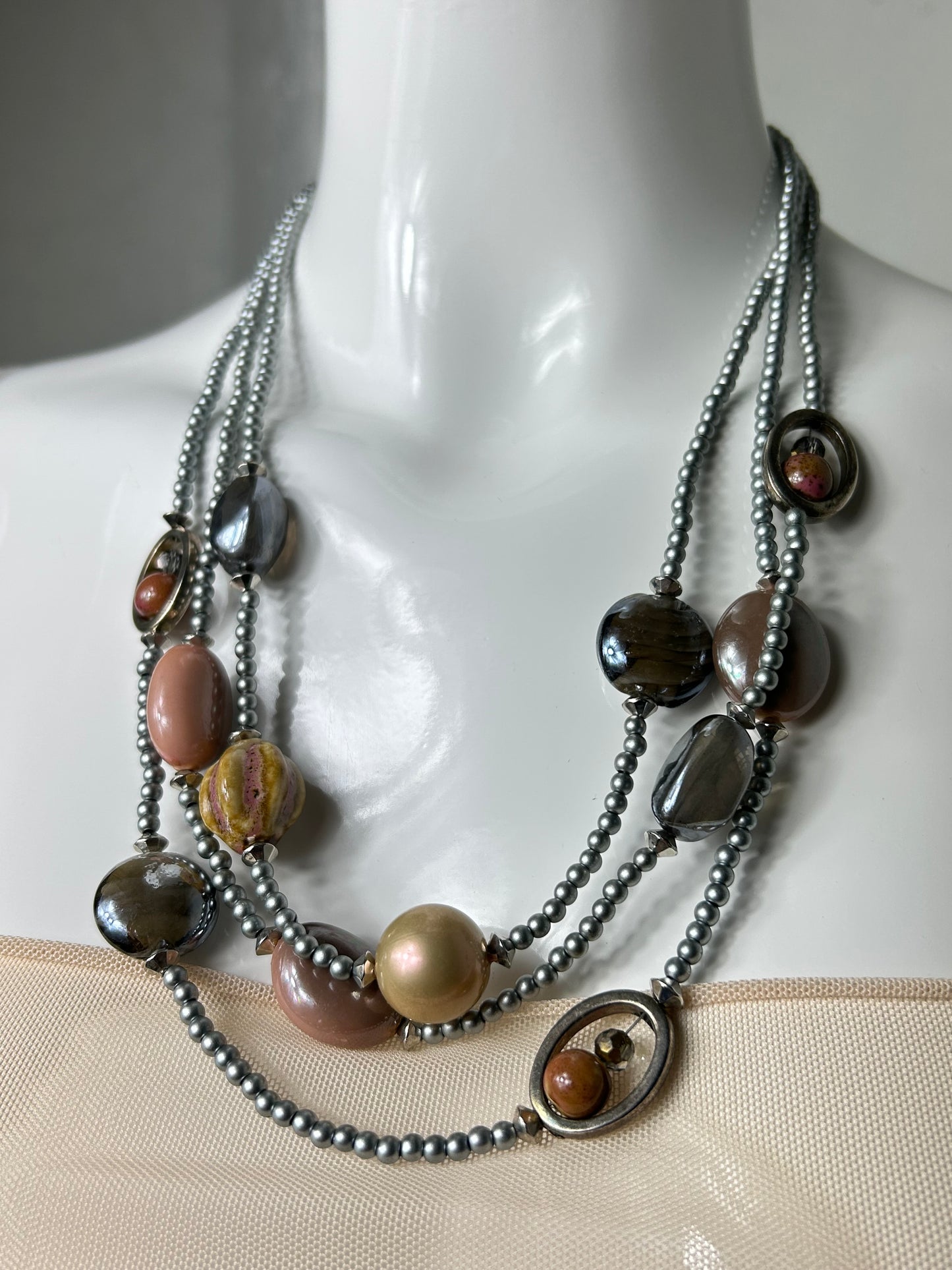 Iridescent Ceramic Beads Necklace