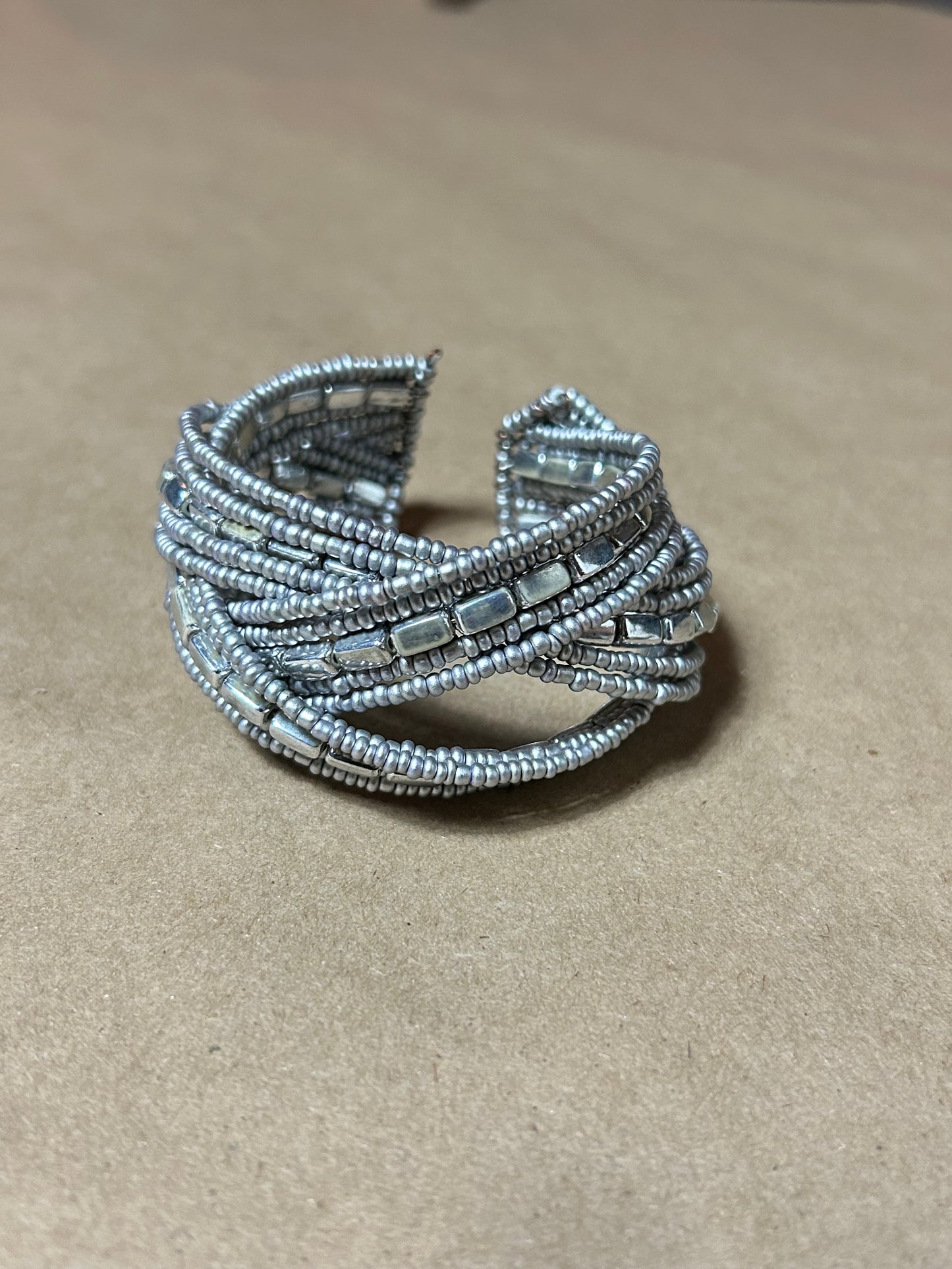 Metallic Beaded Cuff Bracelet