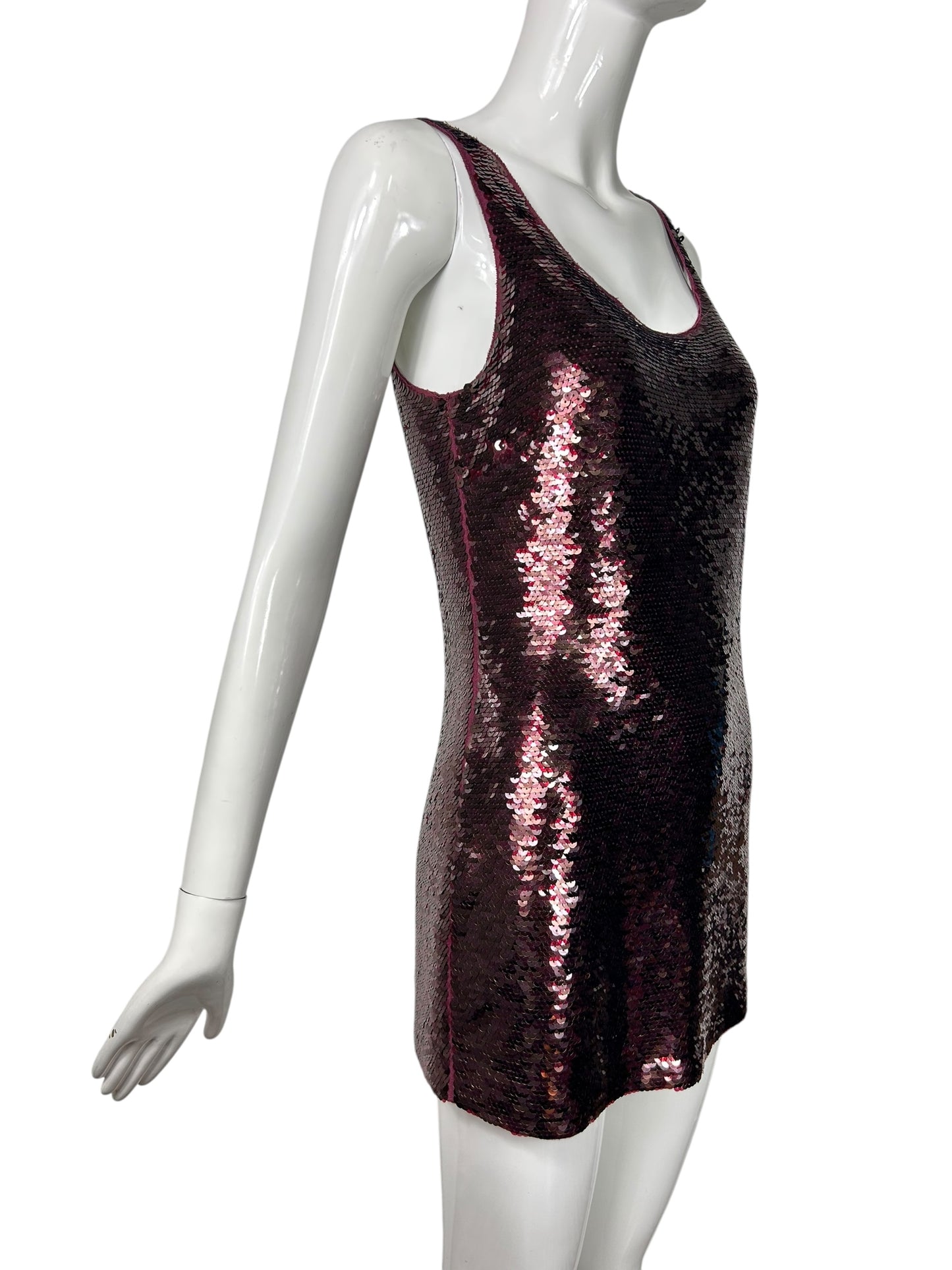 Burgundy Sequin Mini Dress