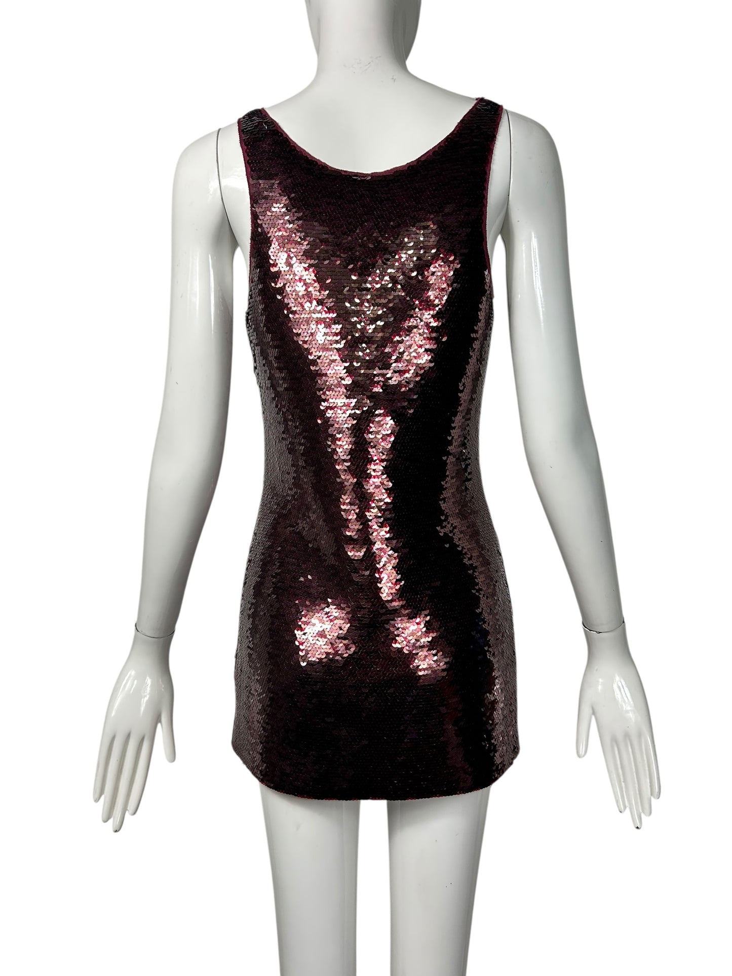 Burgundy Sequin Mini Dress